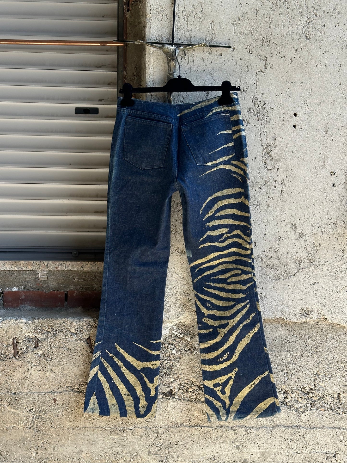 ROBERTO CAVALLI ZEBRA PRINTED DENIM PANTS