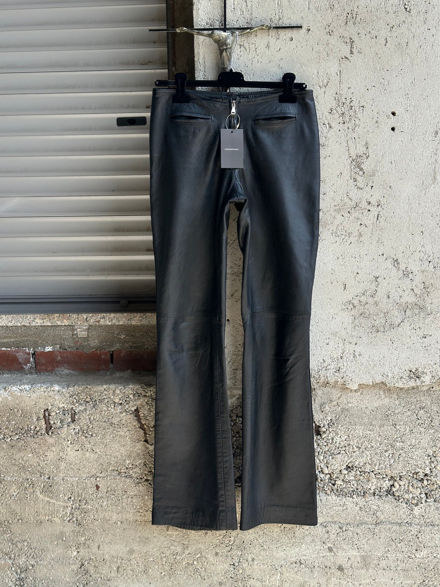 JESUS LEATHER FLARED PANTS