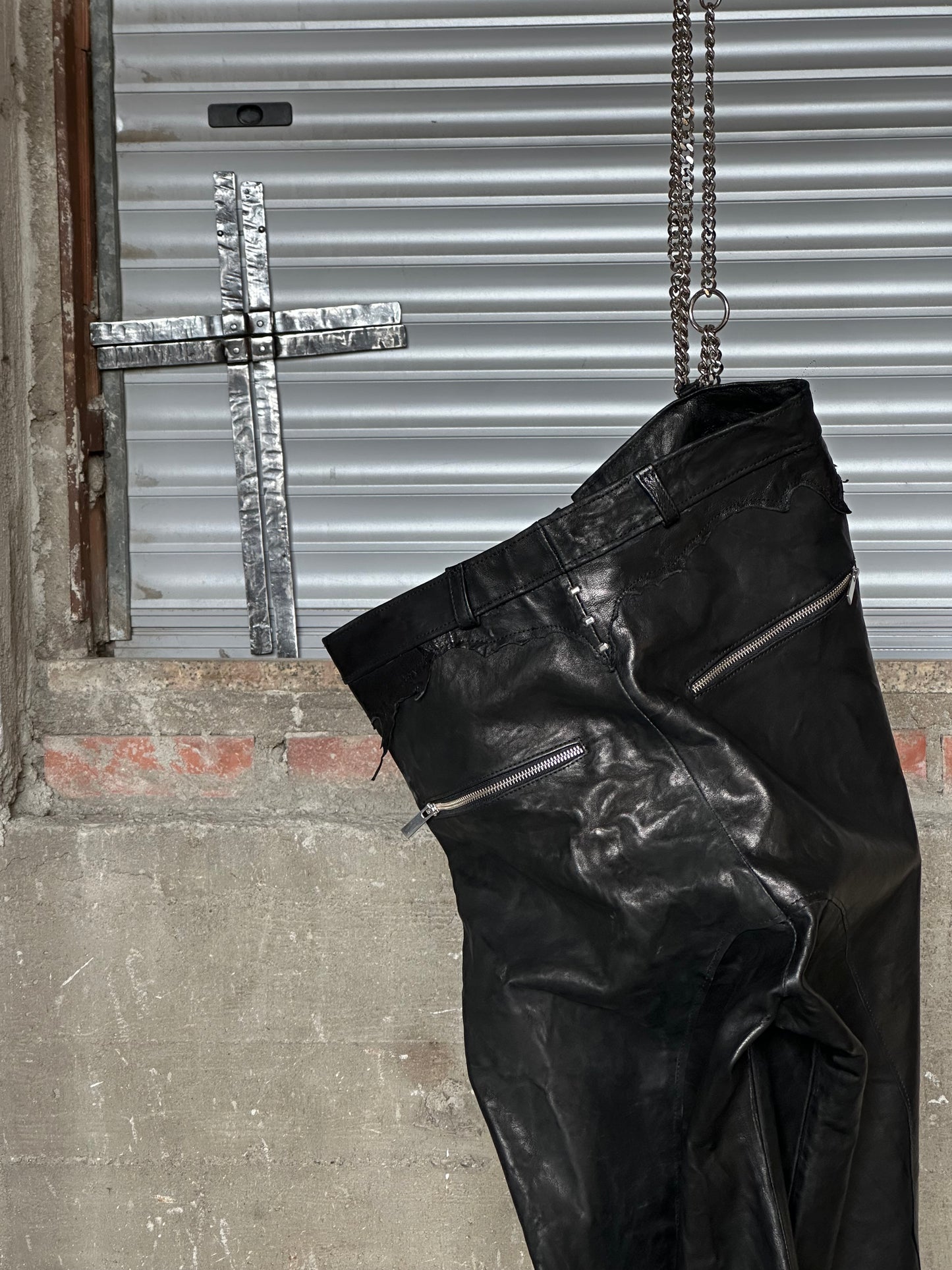 ALEKSANDER CECCO TENEBRAE MONUMENTUS LEATHER PANTS