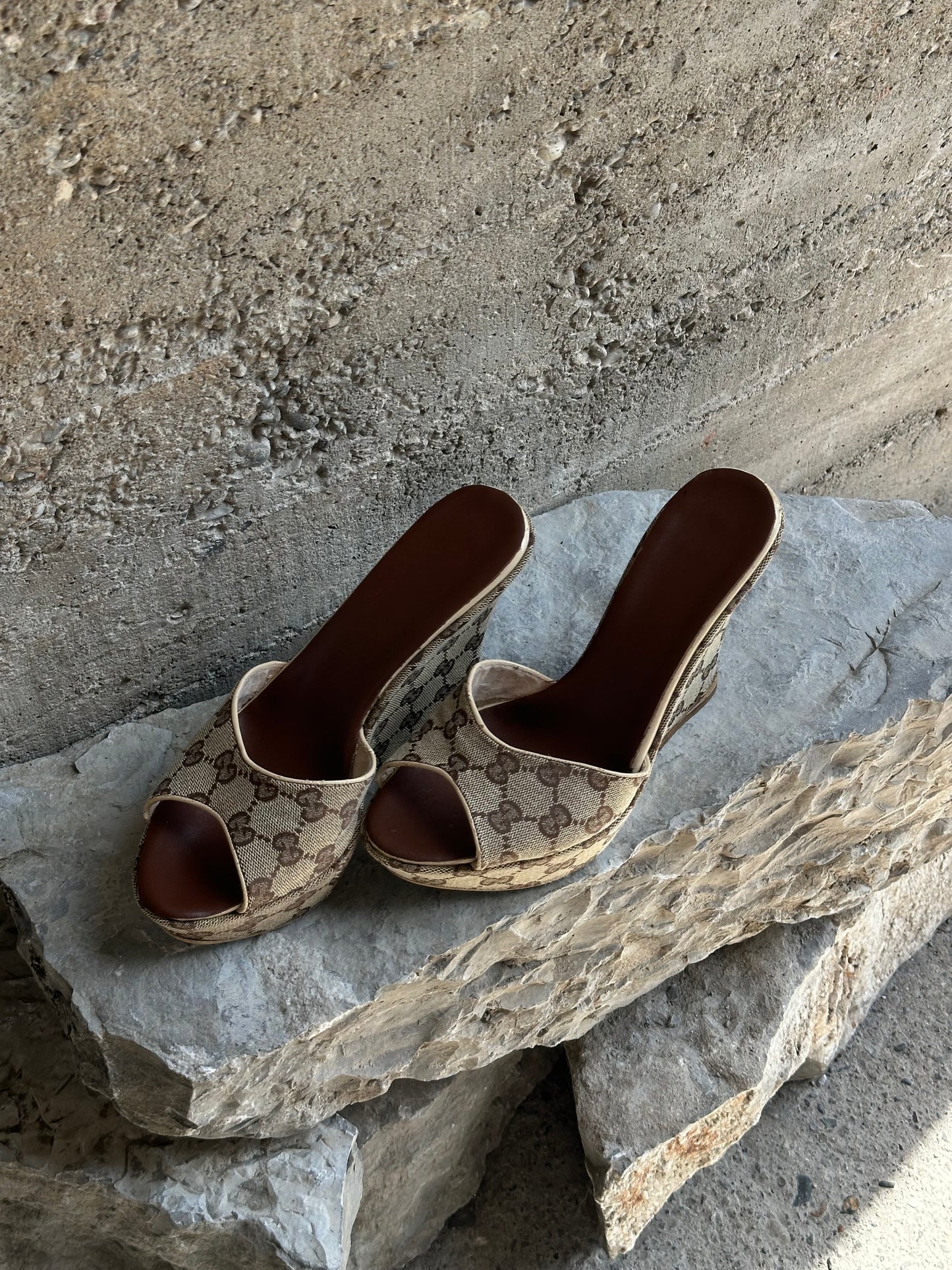 GUCCI GG MONOGRAM PLATFORM WEDGE