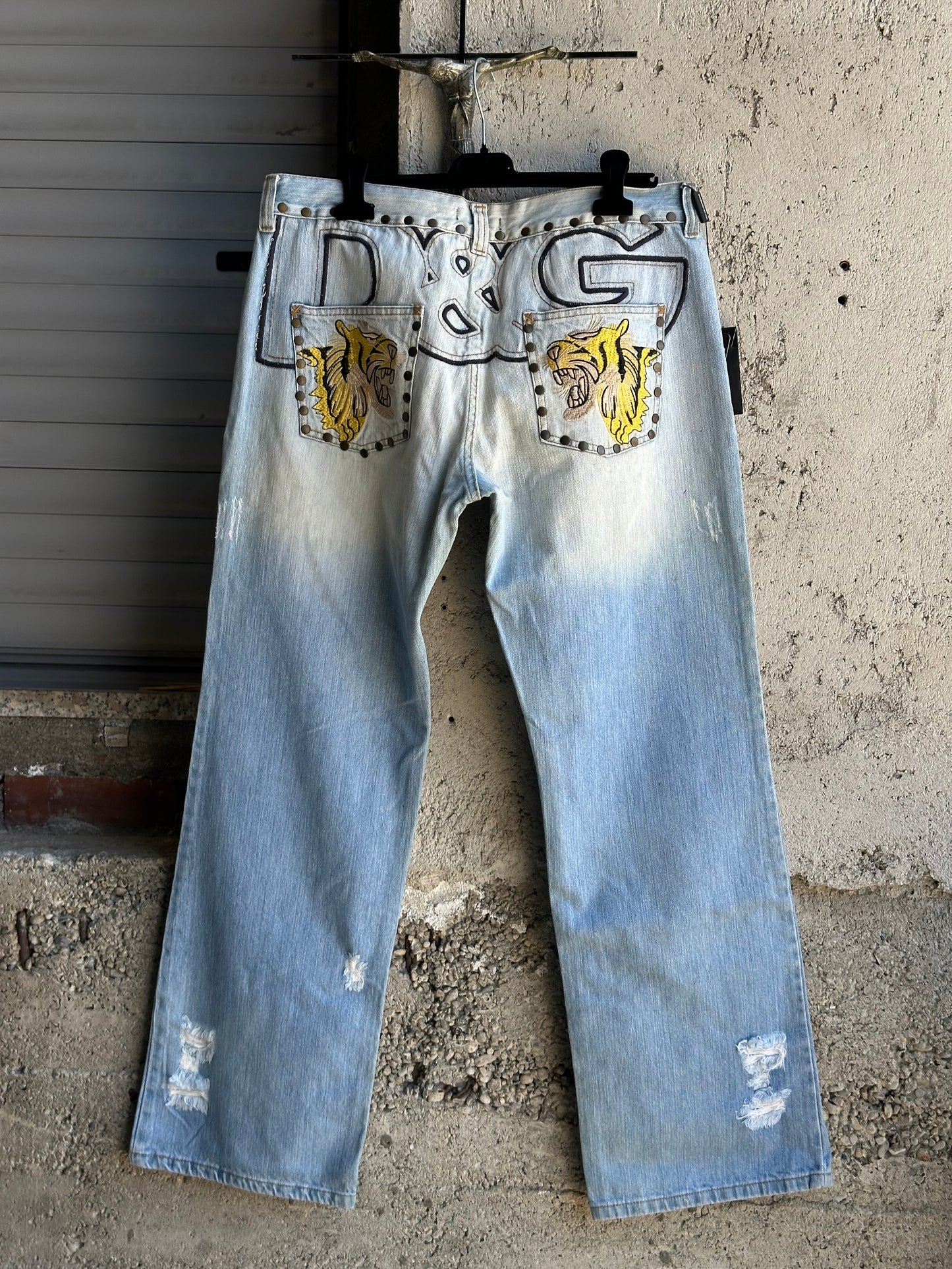 DOLCE & GABBANA TIGER STUDDED JEANS