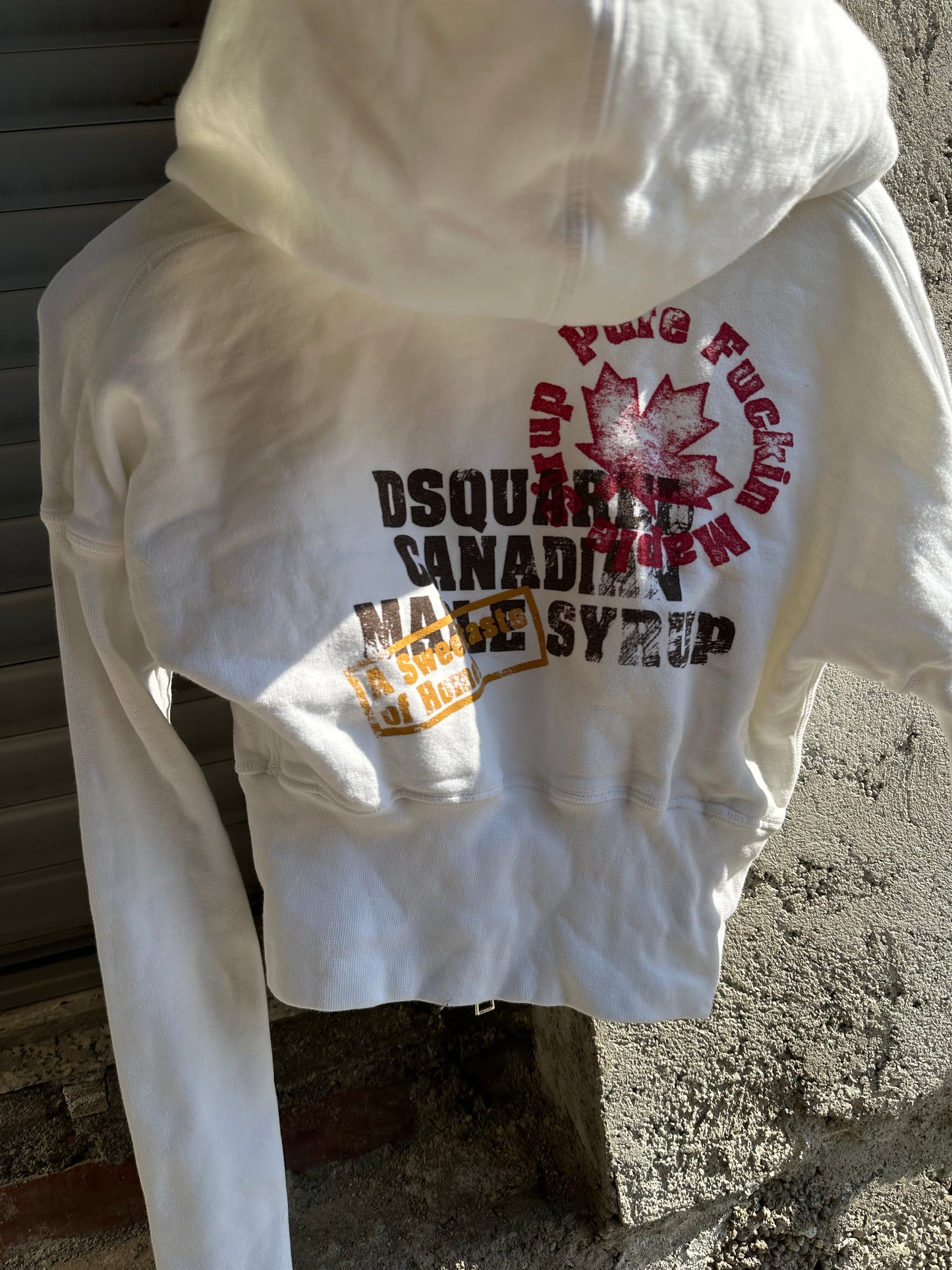 DSQUARED2 CROPPED WHITE HOODIE