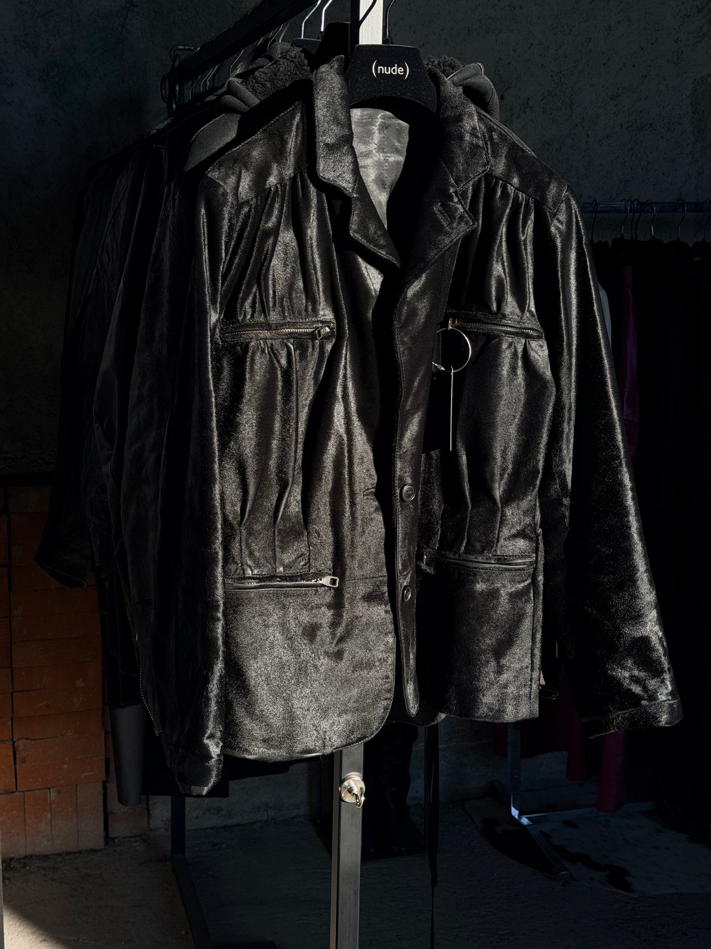 BLACK PONYHAIR BLAZER JACKET