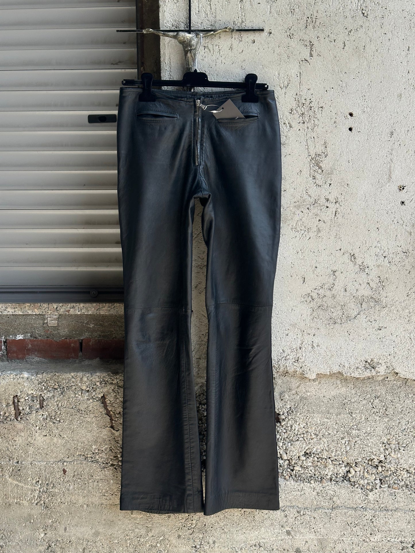 JESUS LEATHER FLARED PANTS