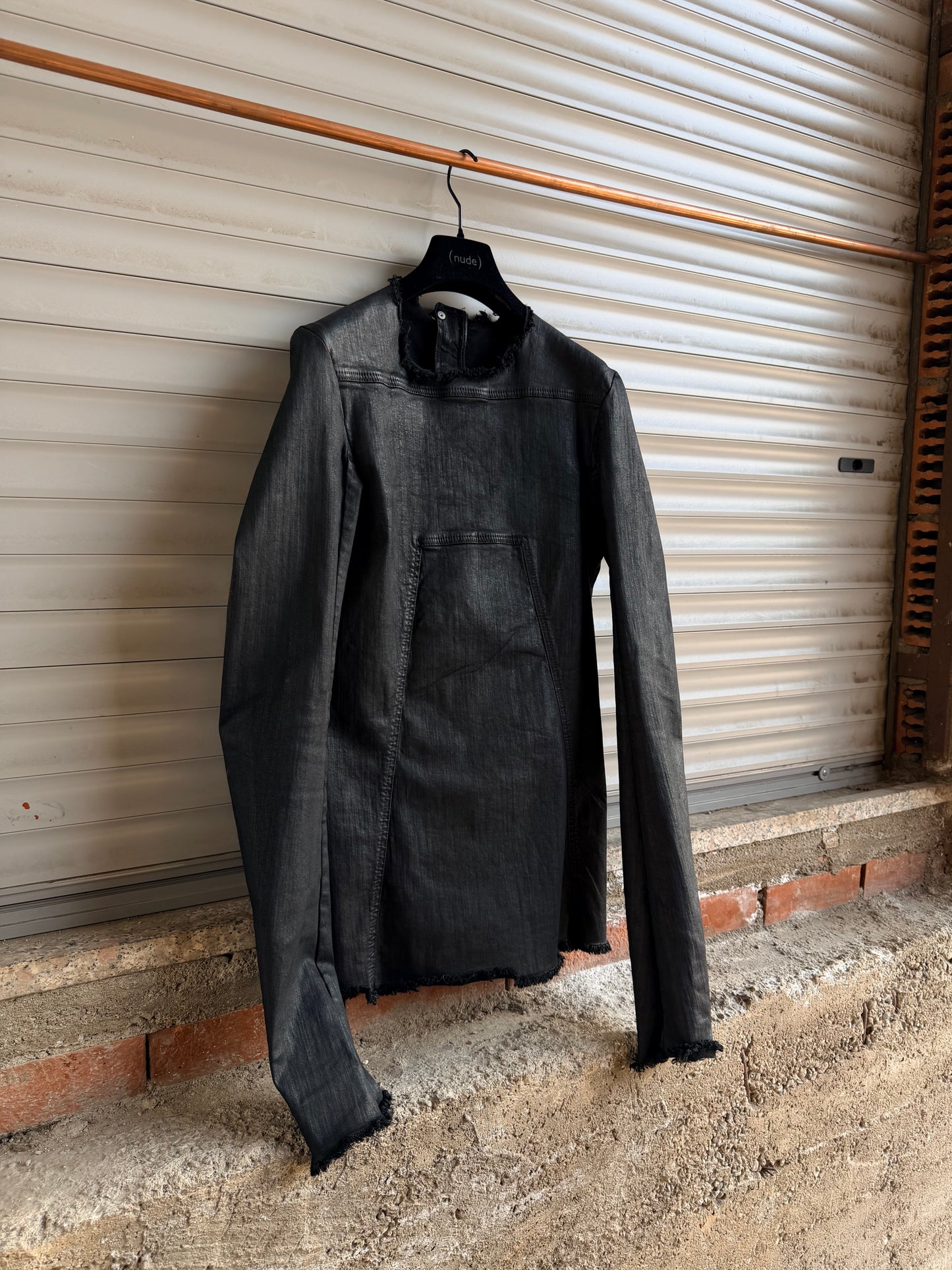RICK OWENS WAXED BACK ZIPPED LONG SLEEVES