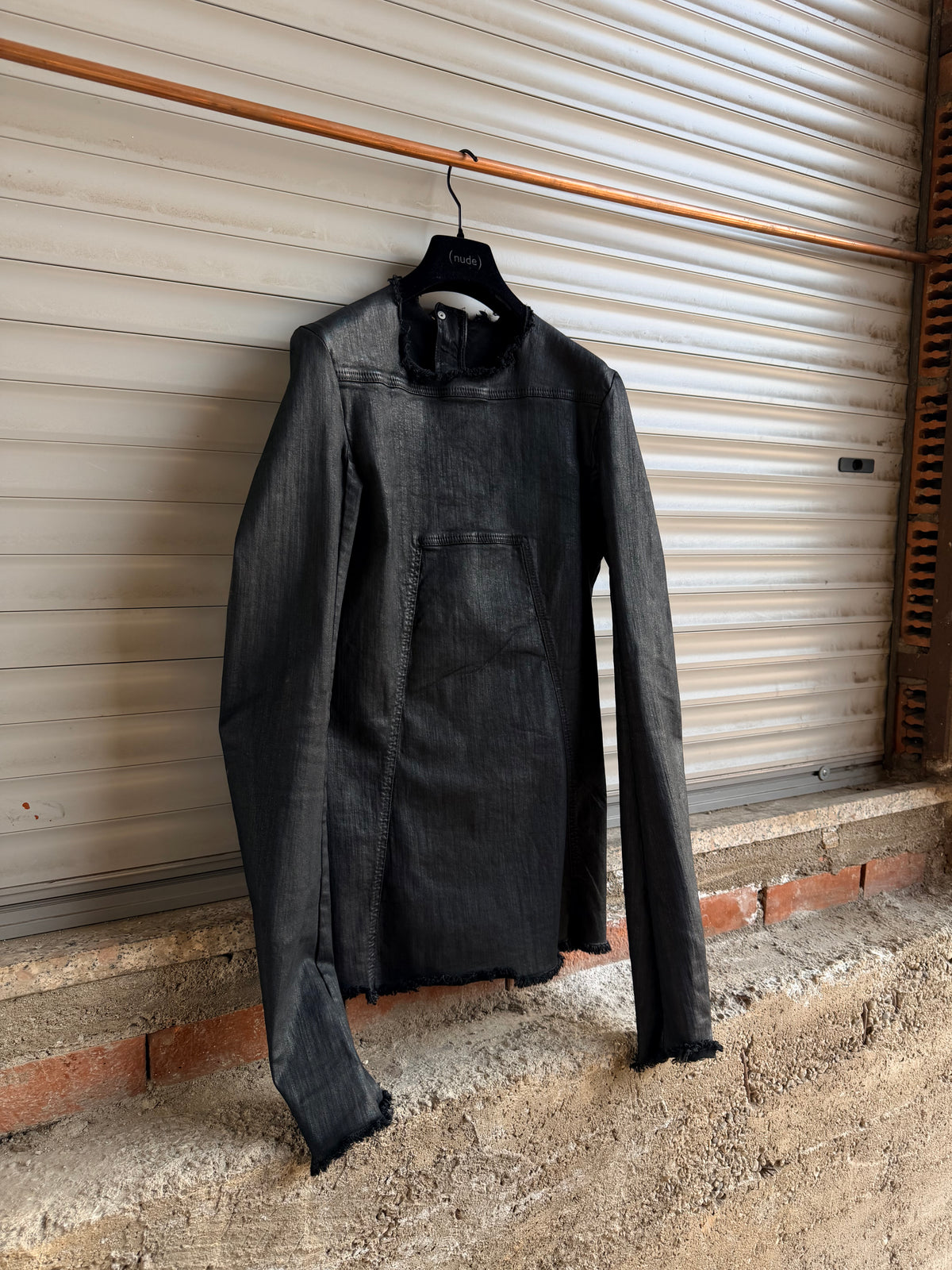 RICK OWENS WAXED BACK ZIPPED LONG SLEEVES