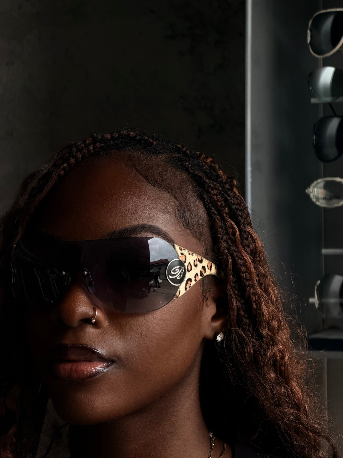 BLUMARINE LEOPARD PONYHAIR SUNGLASSES