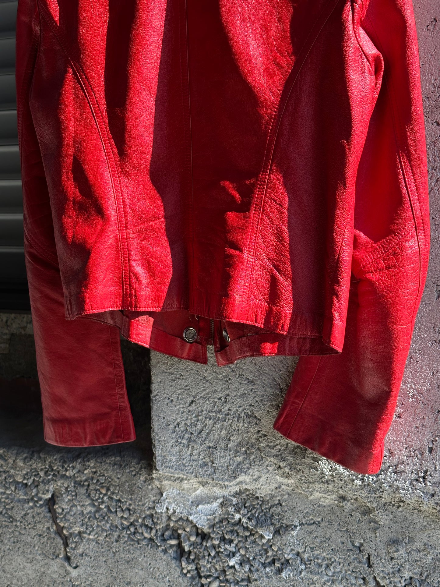 RED EYELETS LEATHER JACKET
