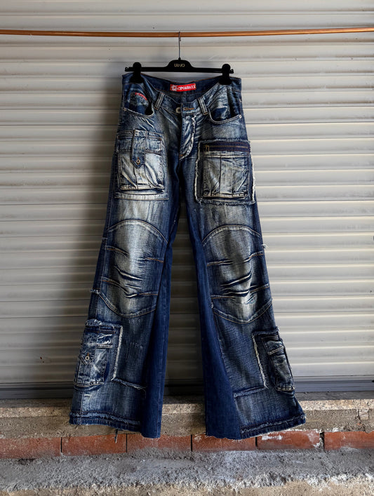 FADED BLUE CARGO DENIM PANTS