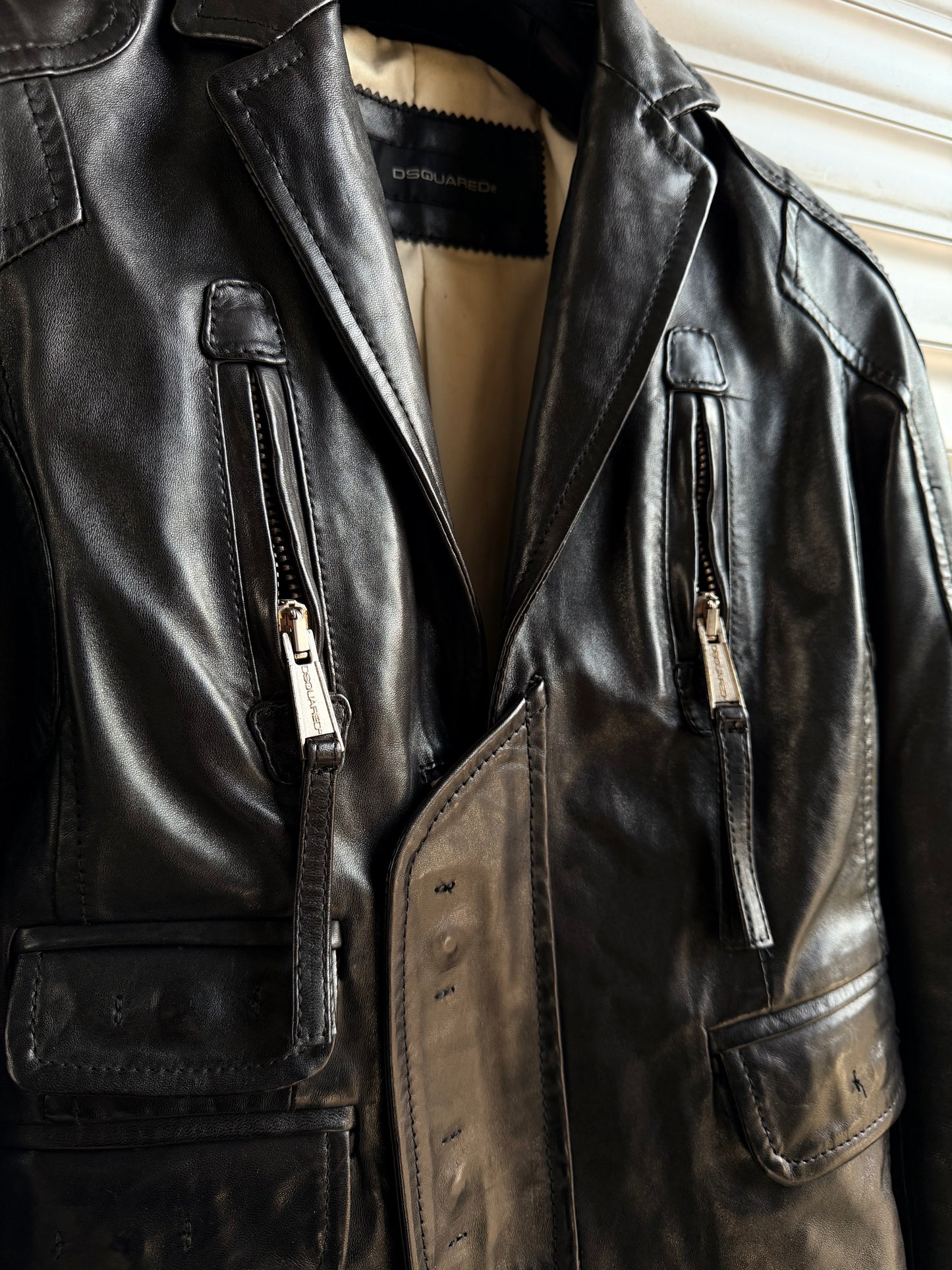 DSQUARED2 LEATHER MOTOR BLAZER