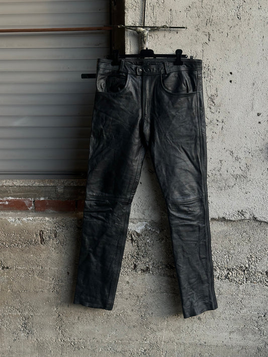 BLACK MOTOR LEATHER PANTS