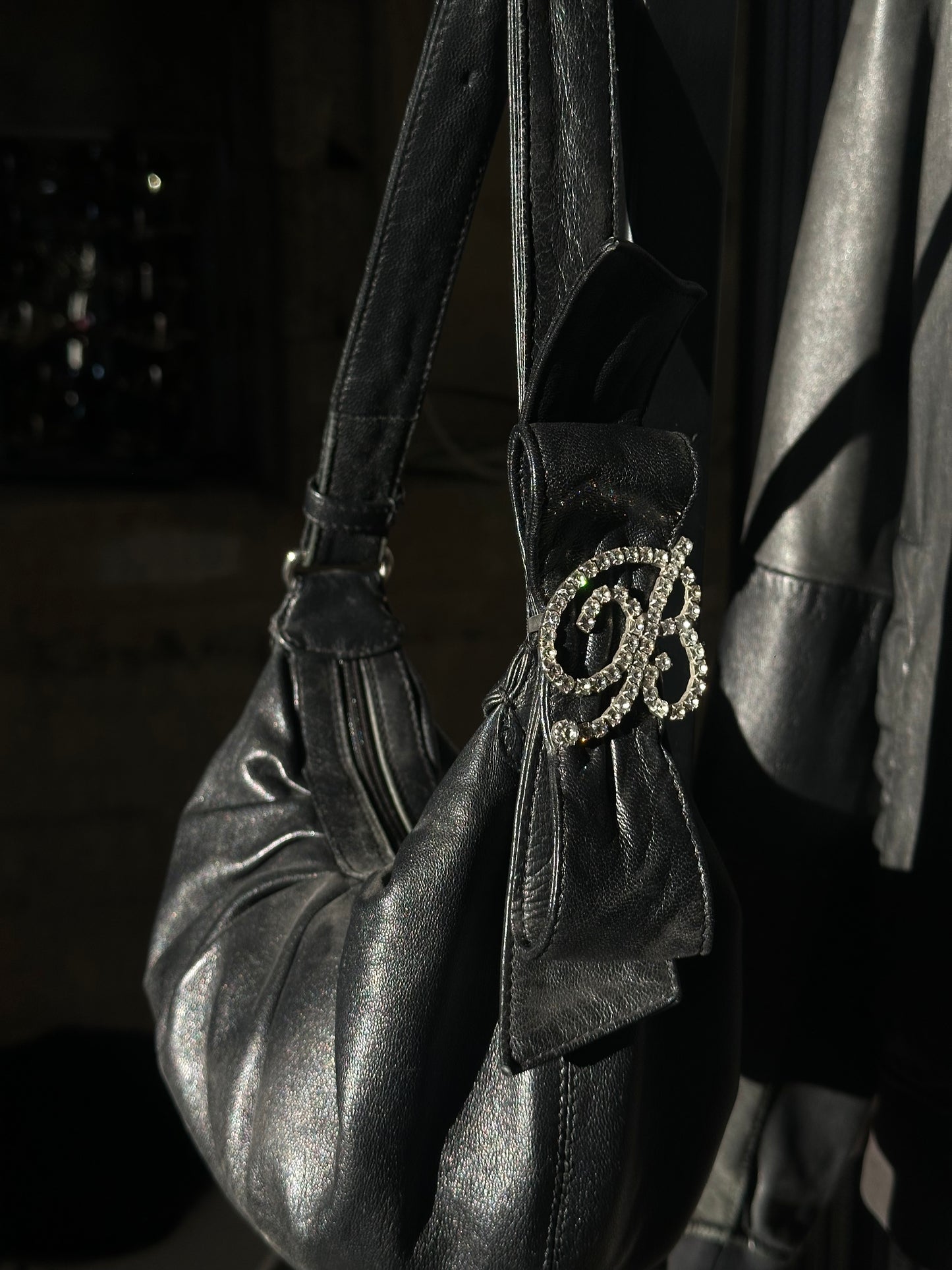 BLUMARINE RHINESTONES LEATHER BAG