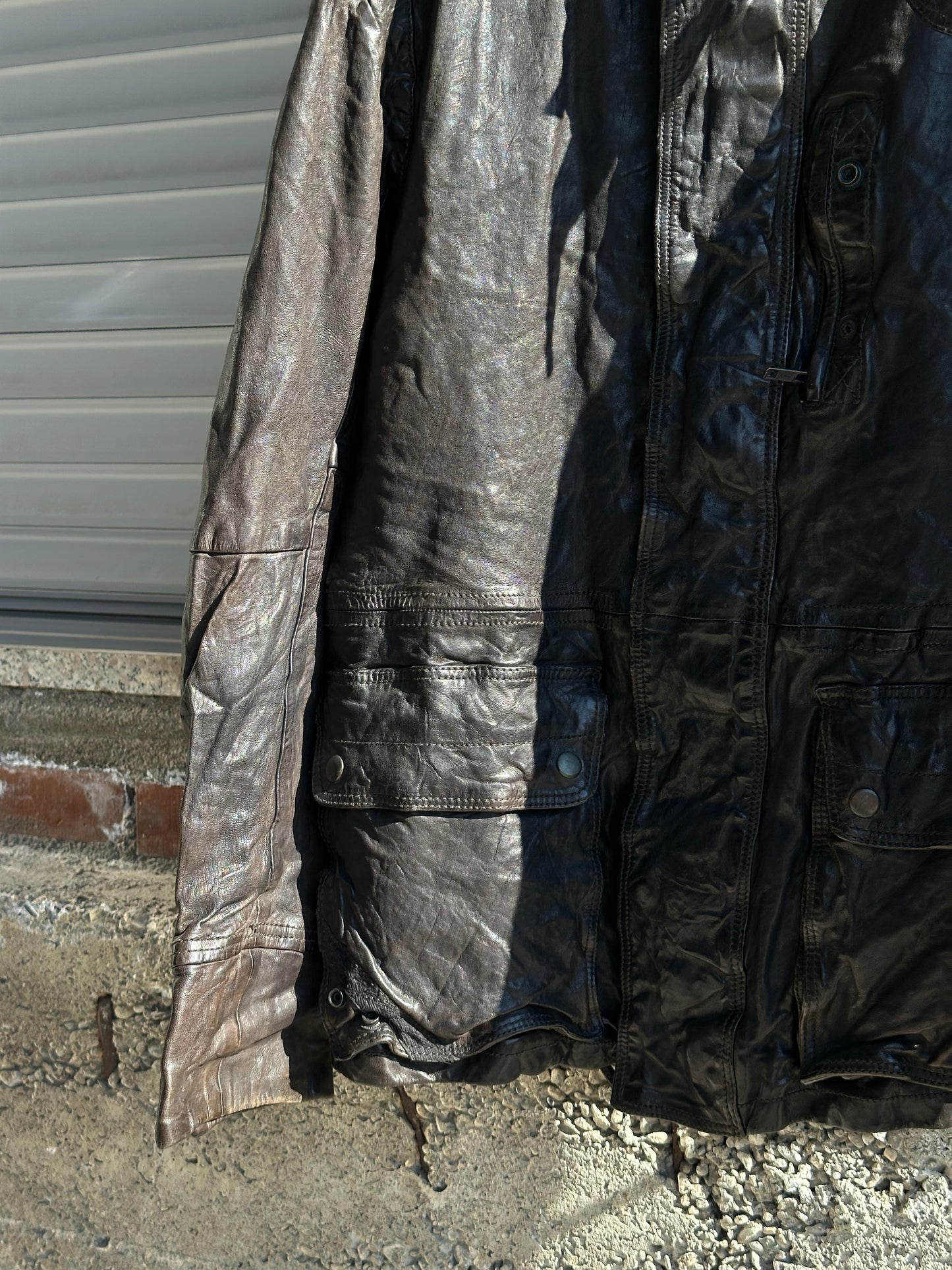 DIESEL BROWN WASHED LEATHER JACKET