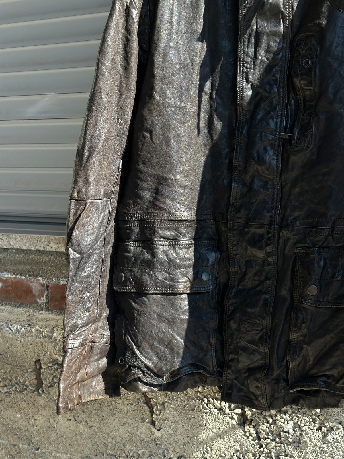 DIESEL BROWN WASHED LEATHER JACKET