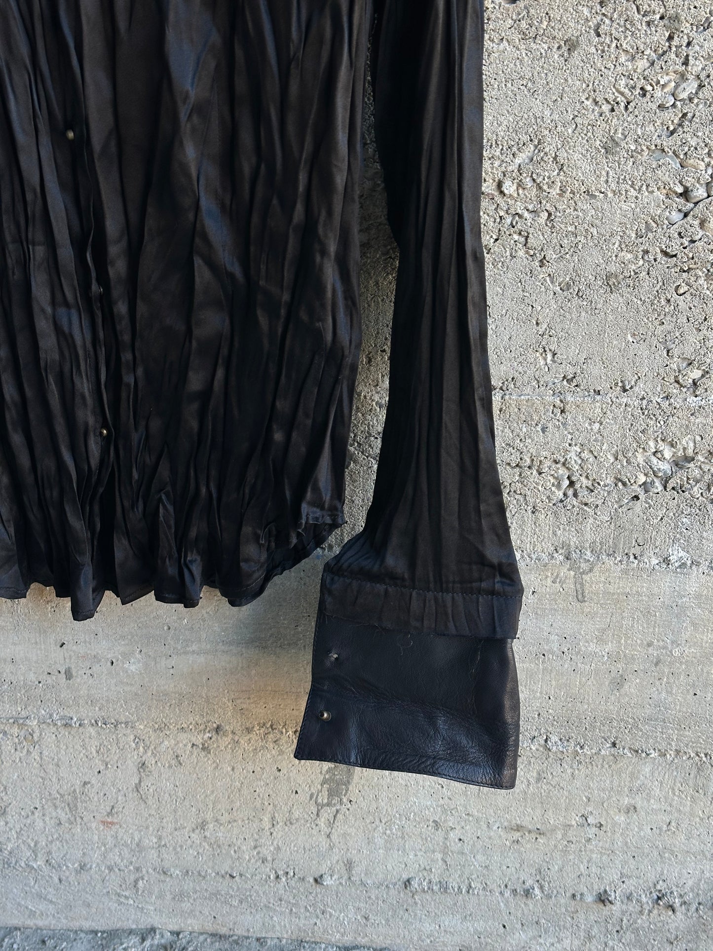 ROBERTO CAVALLI PLISSÈ & LEATHER SHIRT