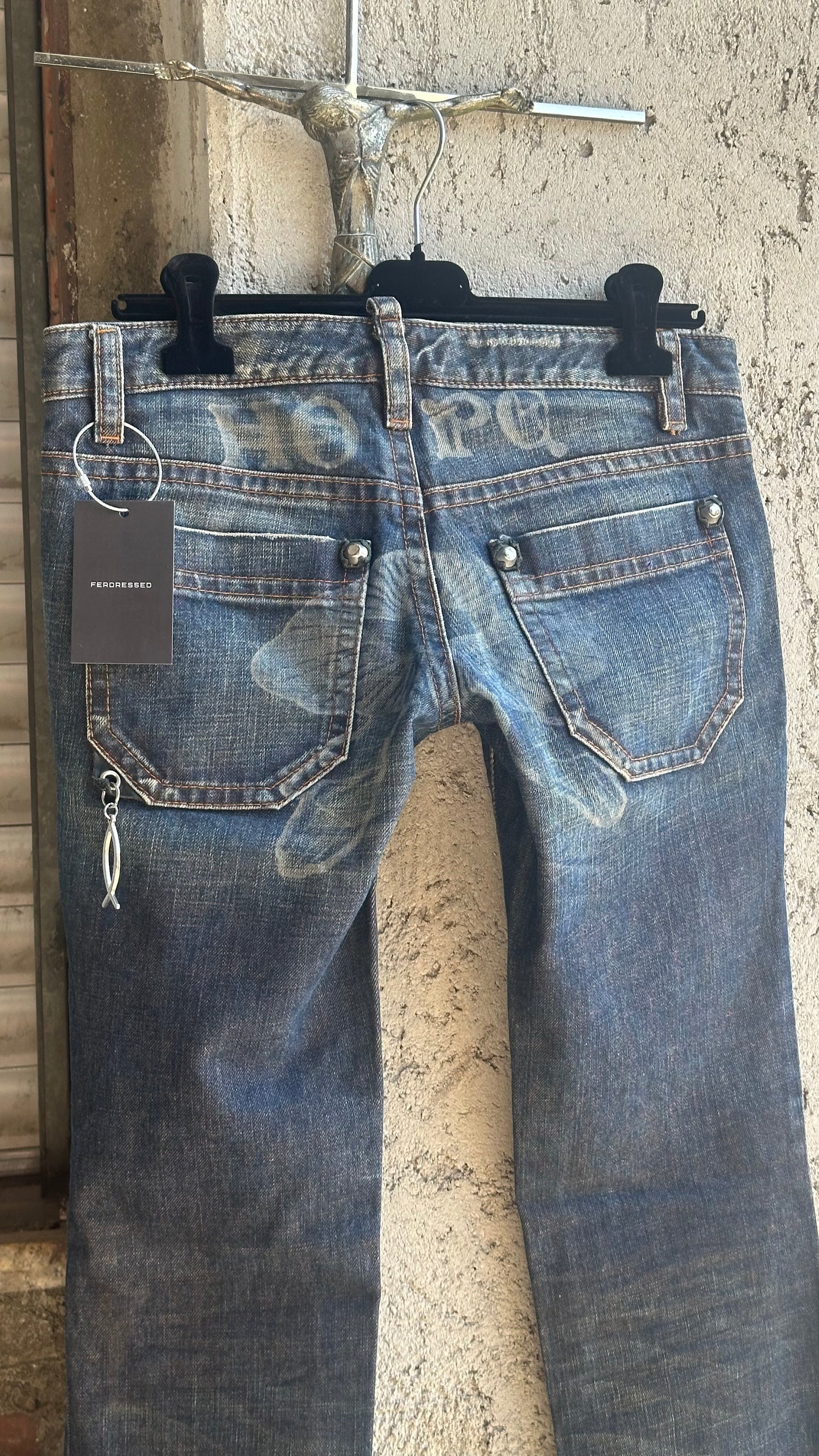 DSQUARED2 HOLY SPIRIT FLARED DENIM PANTS