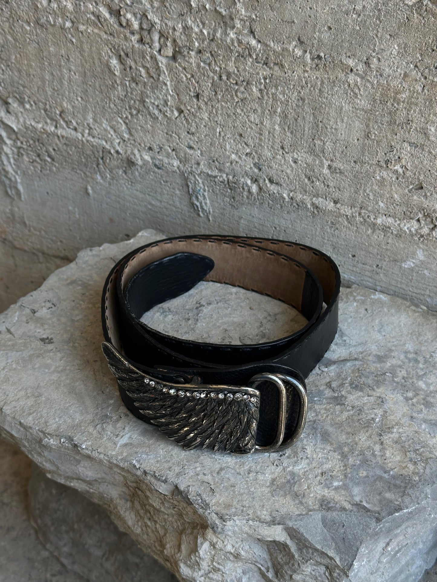 ERMANNO SCERVINO WING RHINESTONES LEATHER BELT