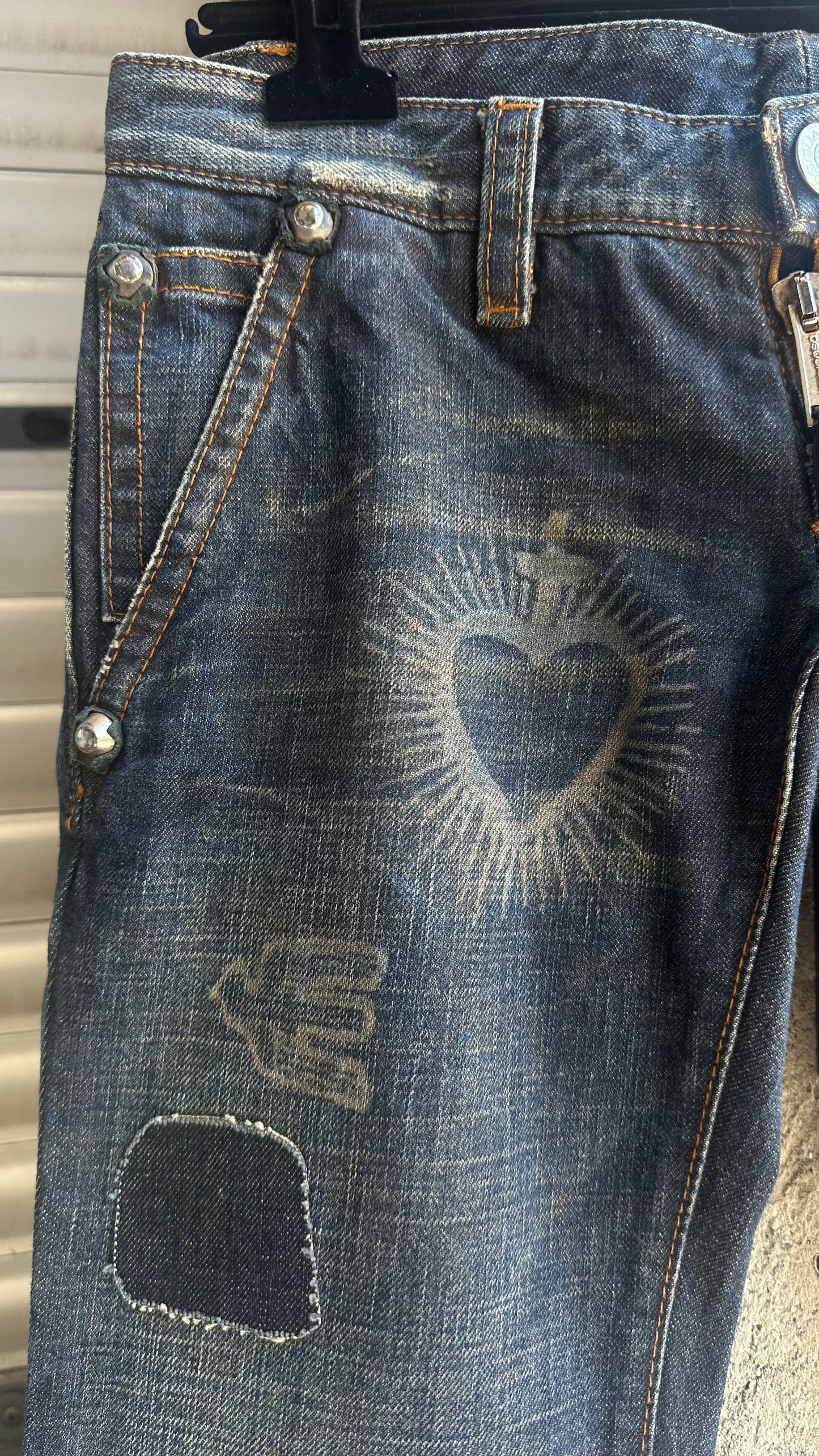 DSQUARED2 HOLY SPIRIT FLARED DENIM PANTS