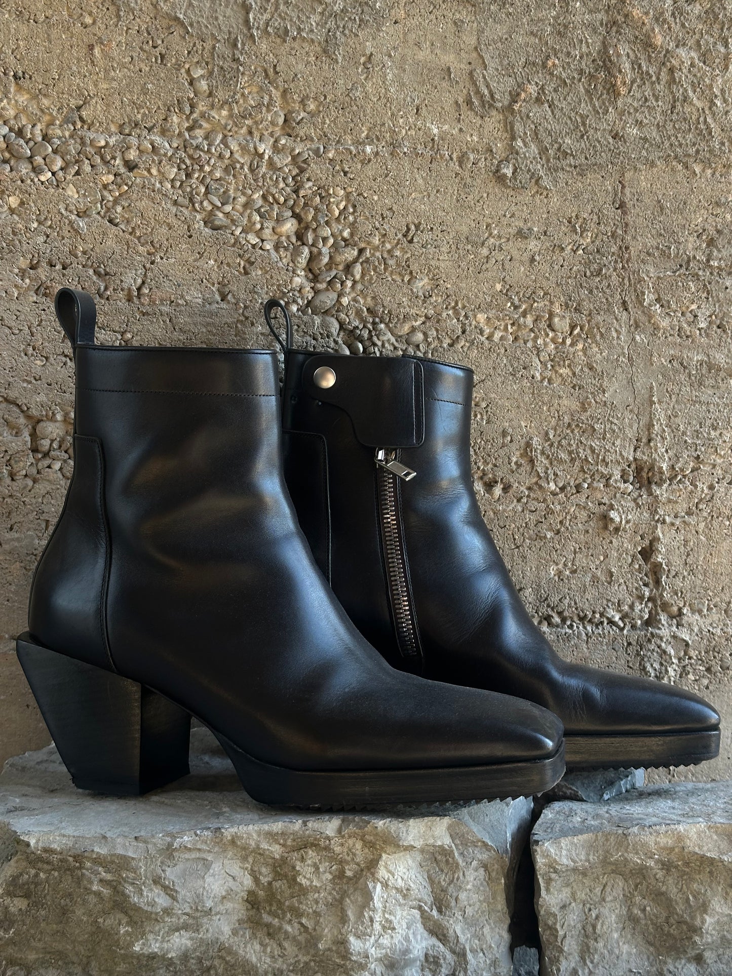 RICK OWENS KISS LEATHER BOOTS