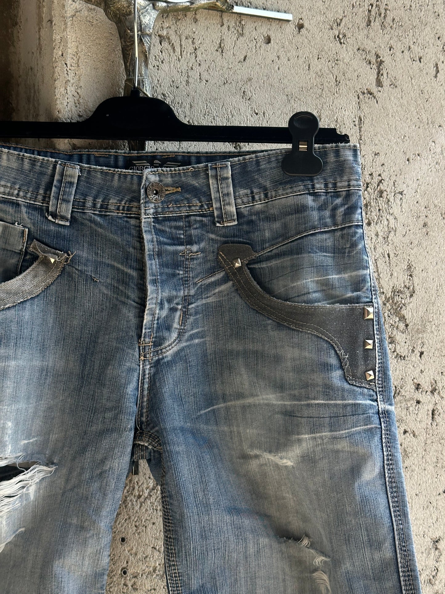 STUDDED DENIM SHORTS