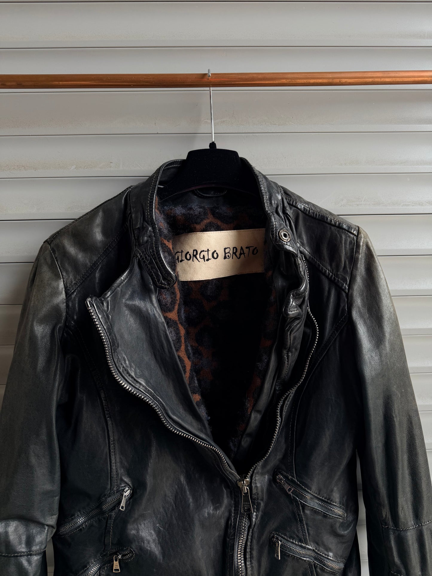 GIORGIO BRATO WASHED LEATHER JACKET