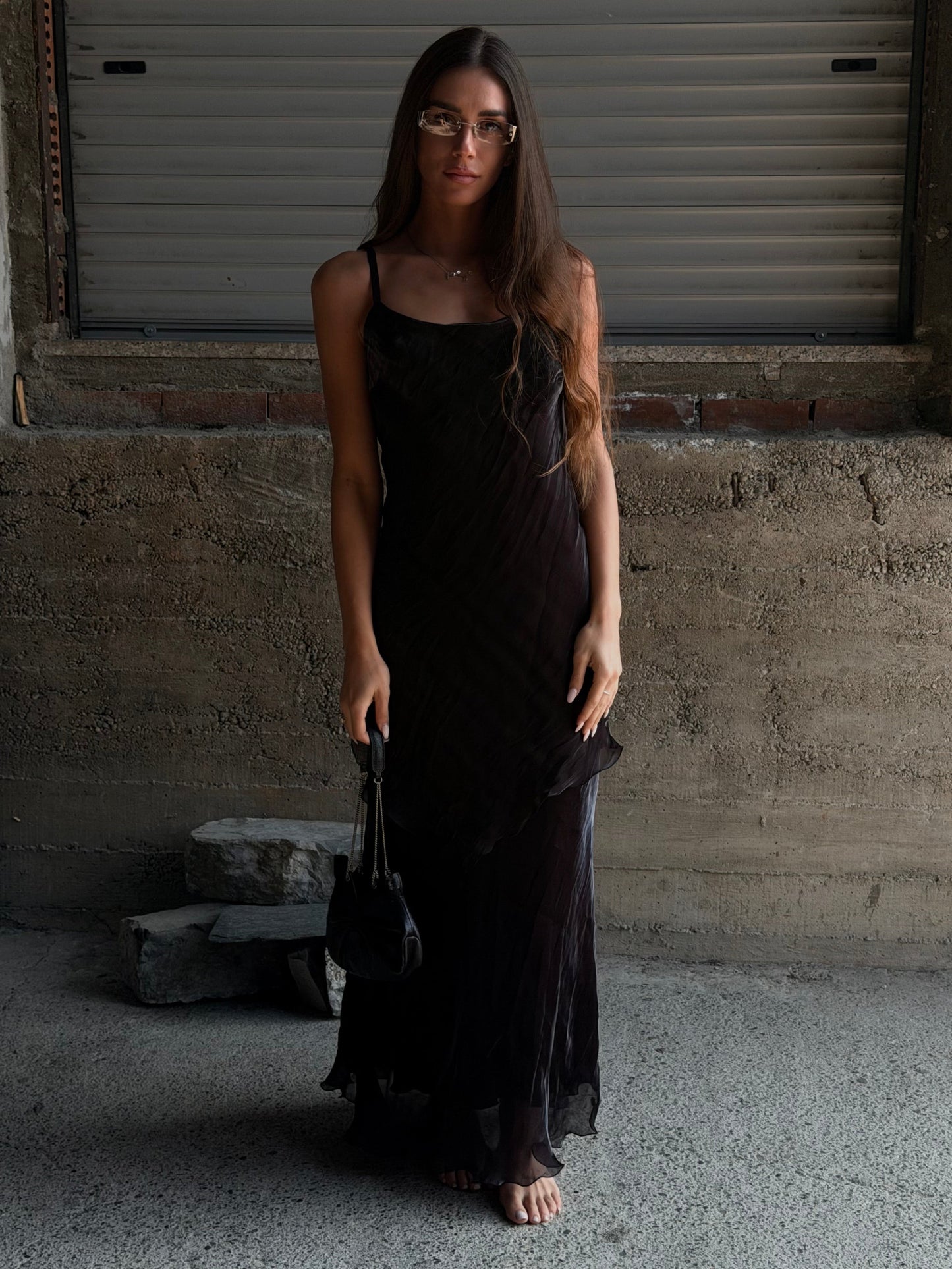 NYLON & SILK BLEND SLIP DRESS