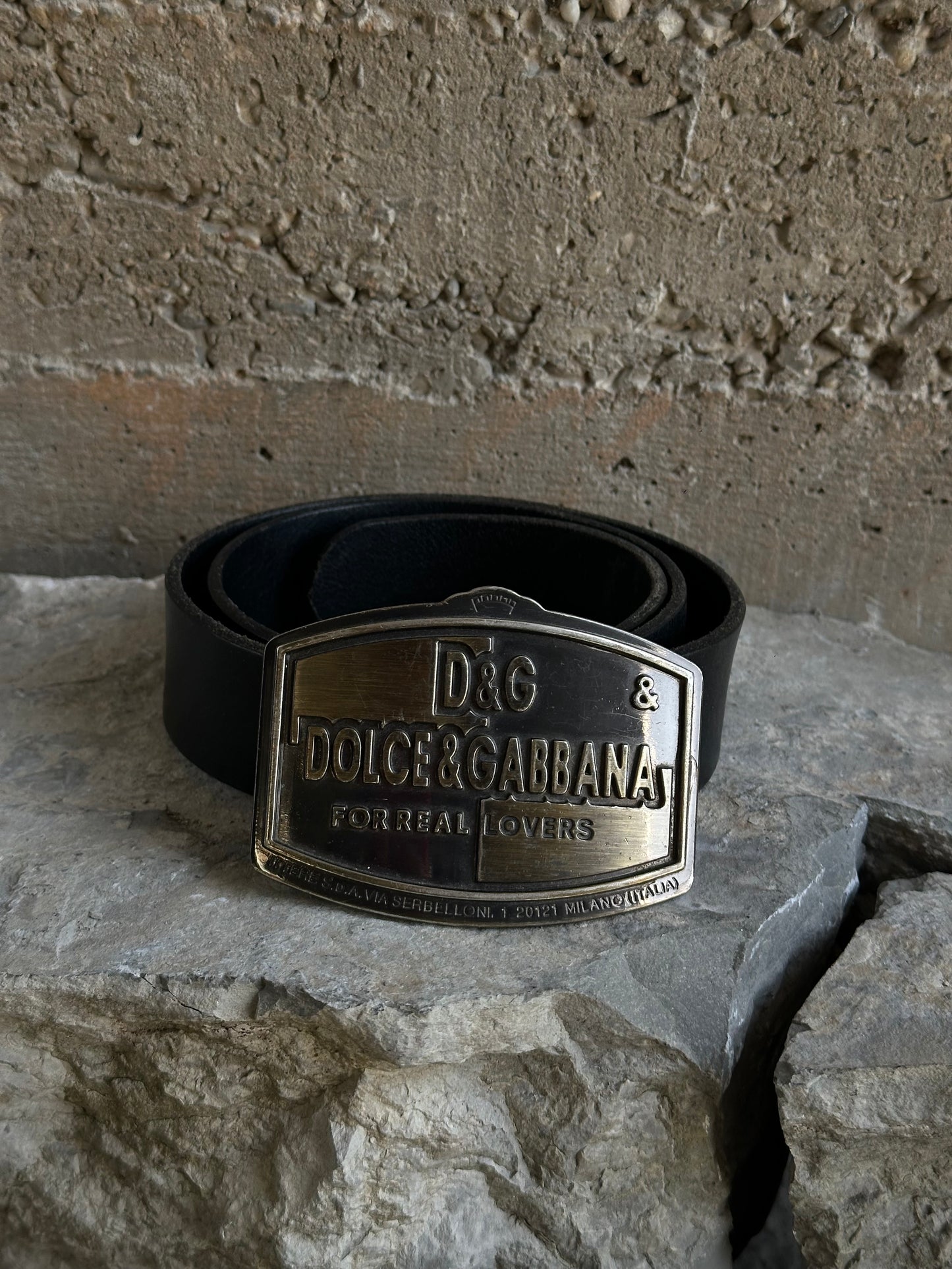 DOLCE & GABBANA BLACK LEATHER BELT