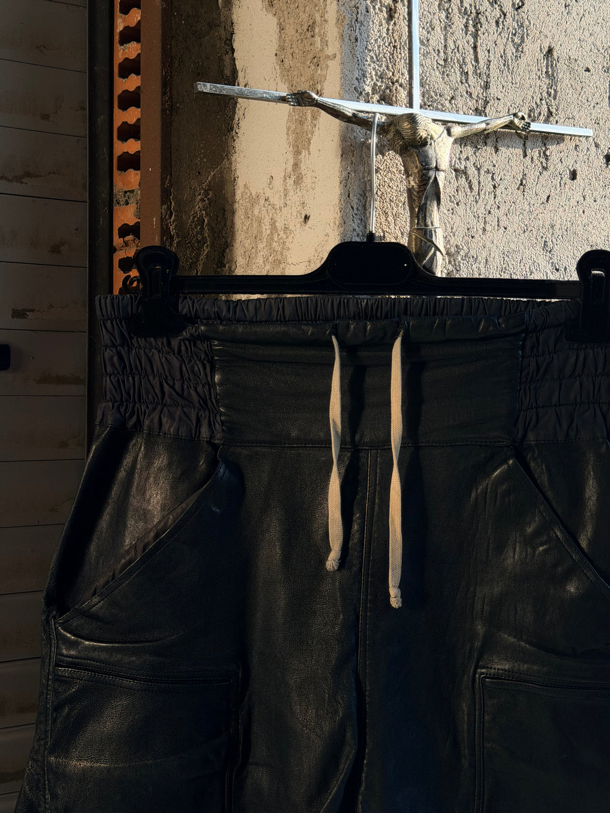 RICK OWENS BOXING LEATHER SHORTS