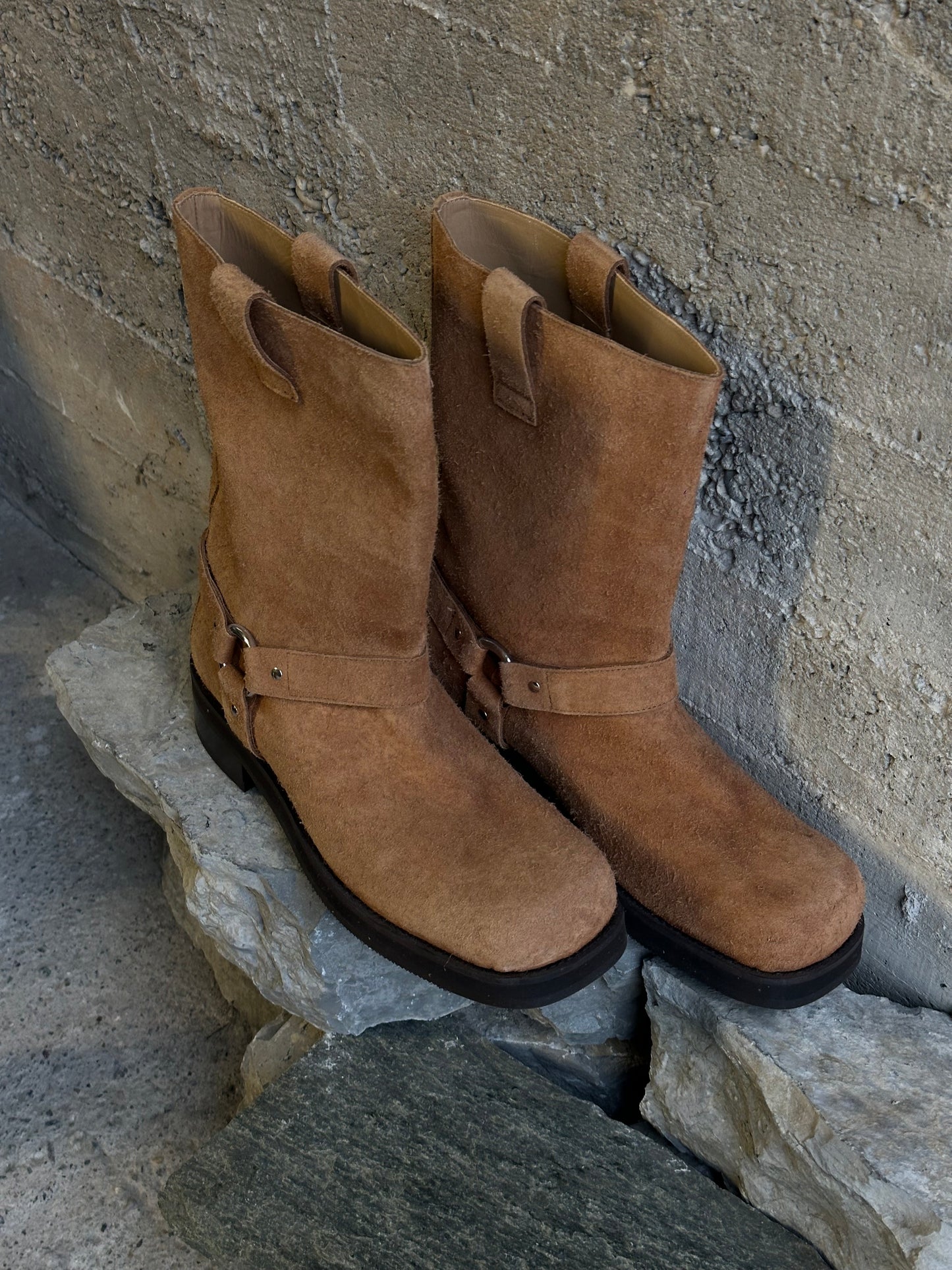 SUEDE HARNESS BOOTS
