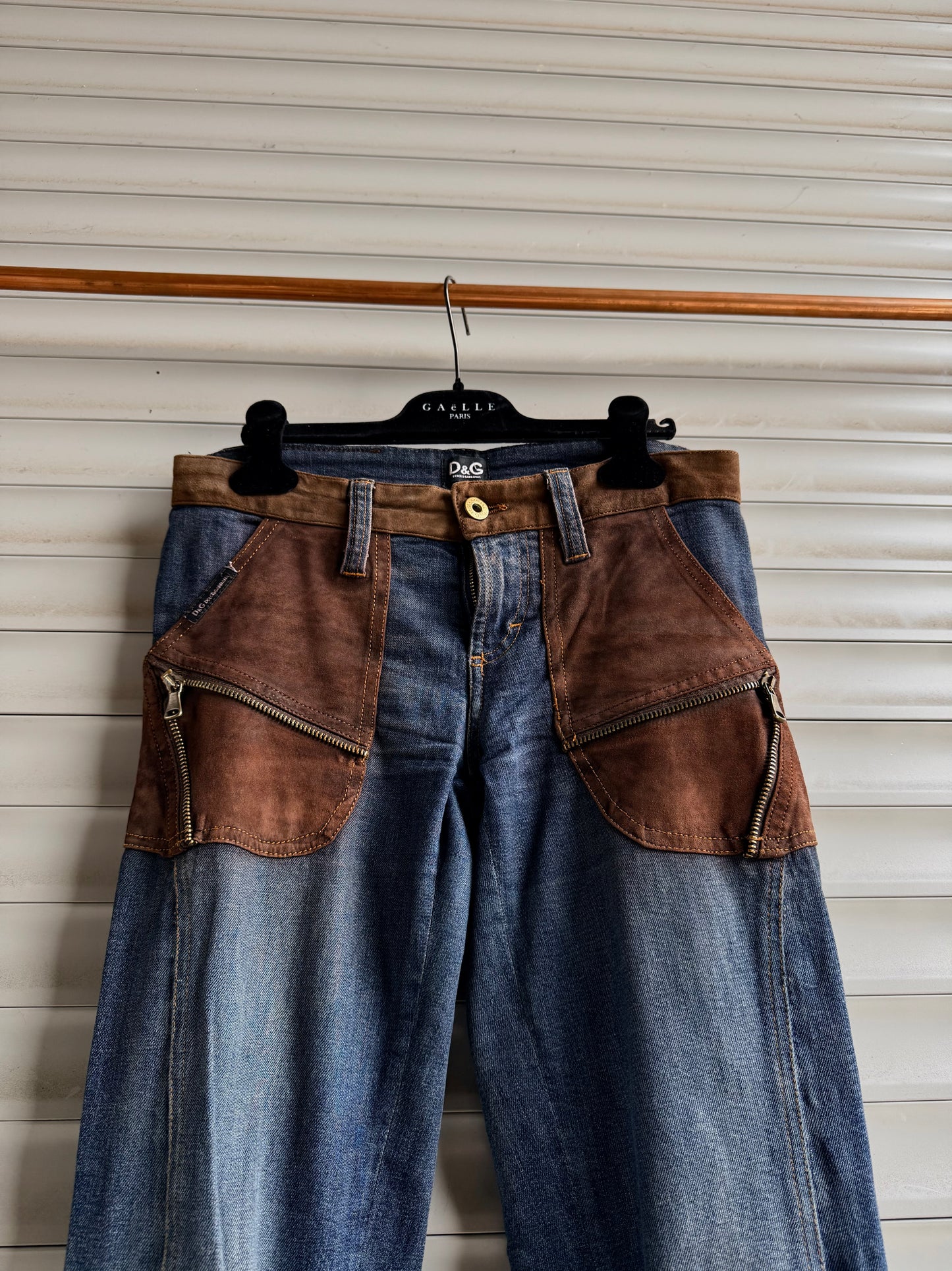 DOLCE & GABBANA BROWN SUEDE JEANS