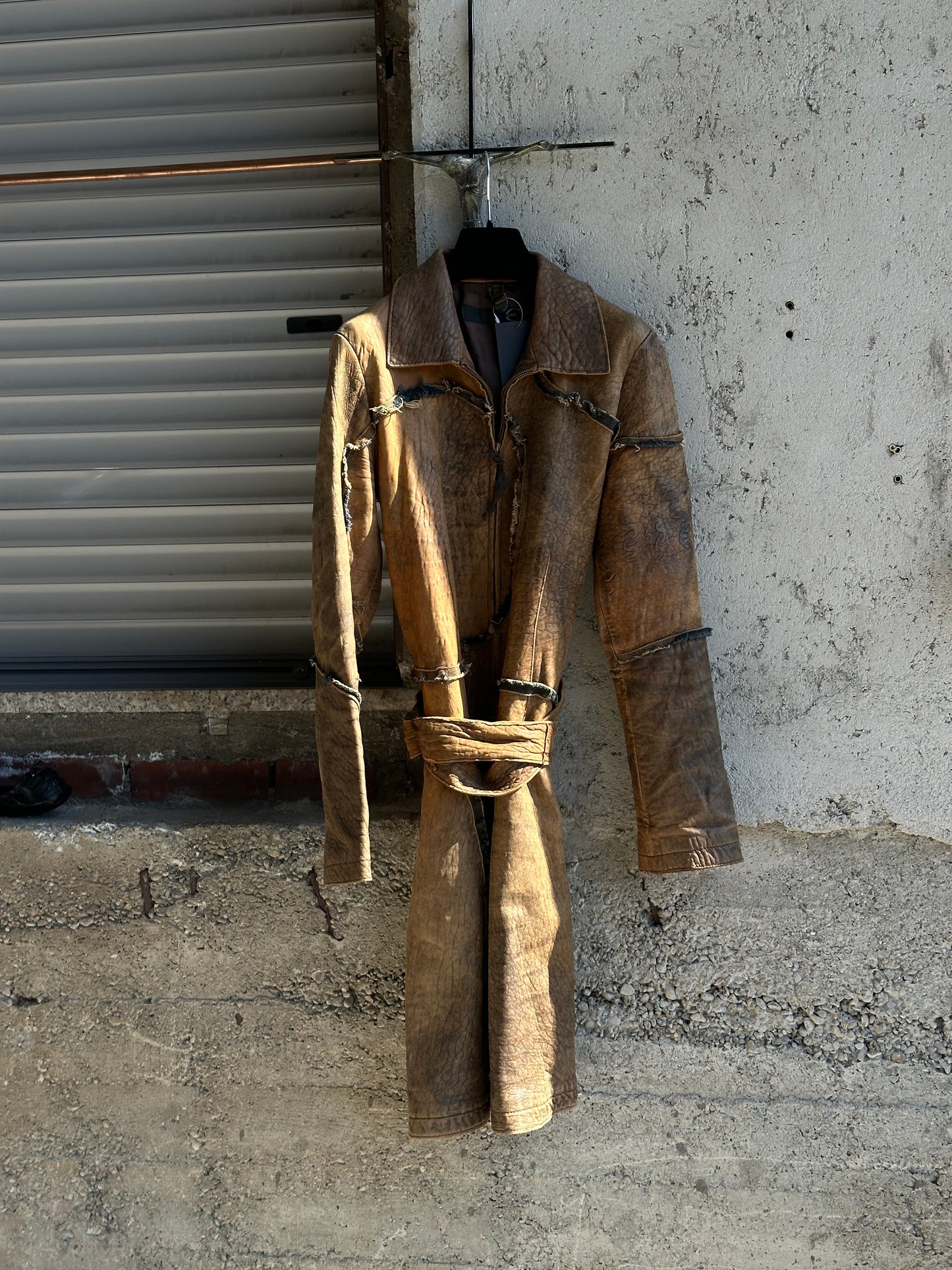 JUST CAVALLI BROWN LEATHER COAT