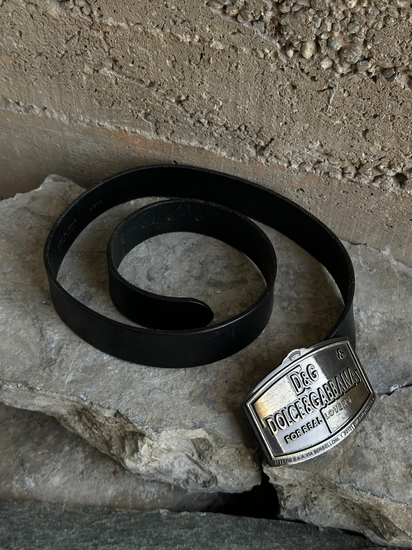 DOLCE & GABBANA BLACK LEATHER BELT