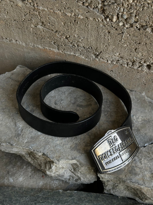 DOLCE & GABBANA BLACK LEATHER BELT