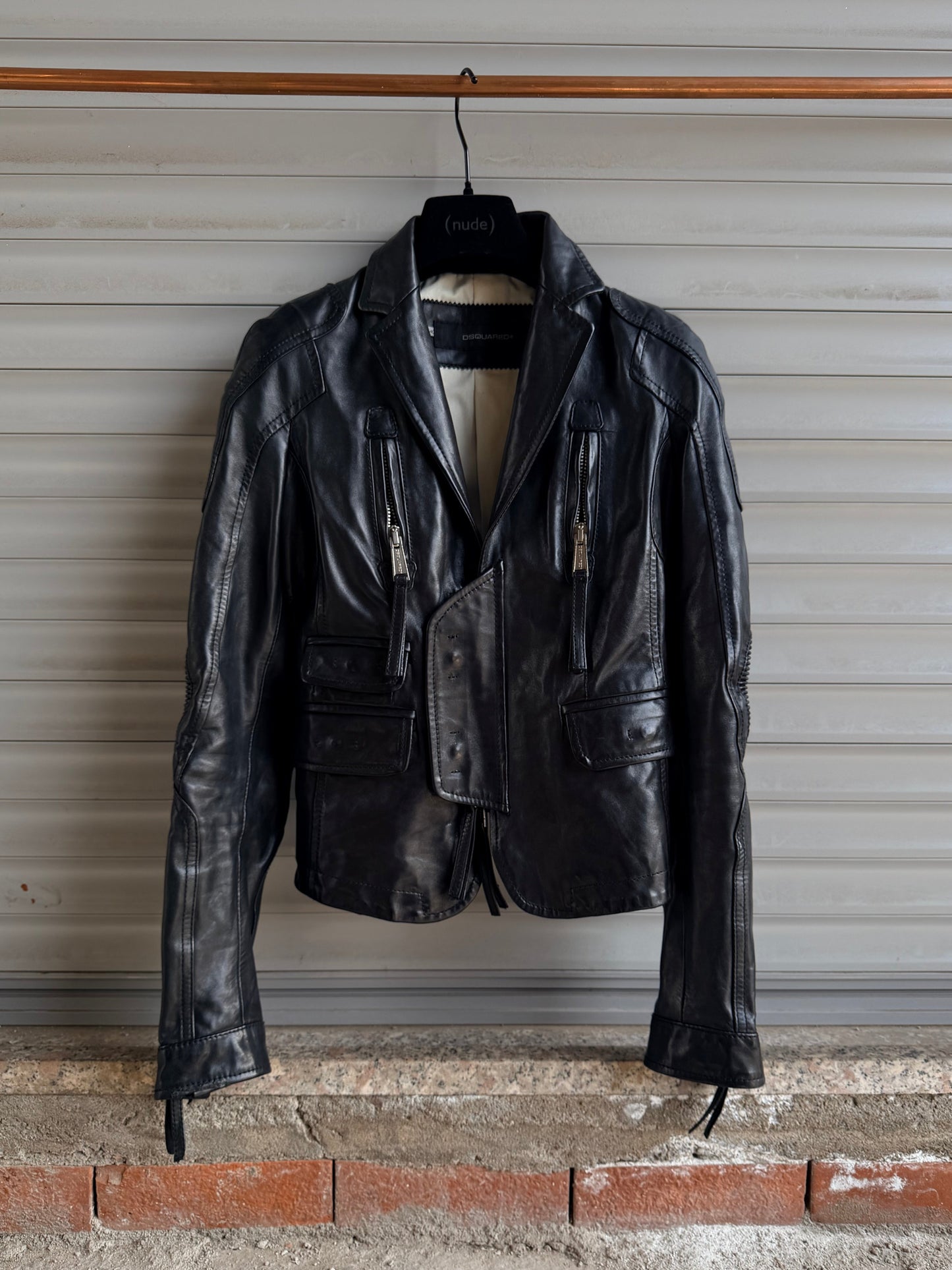 DSQUARED2 LEATHER MOTOR BLAZER