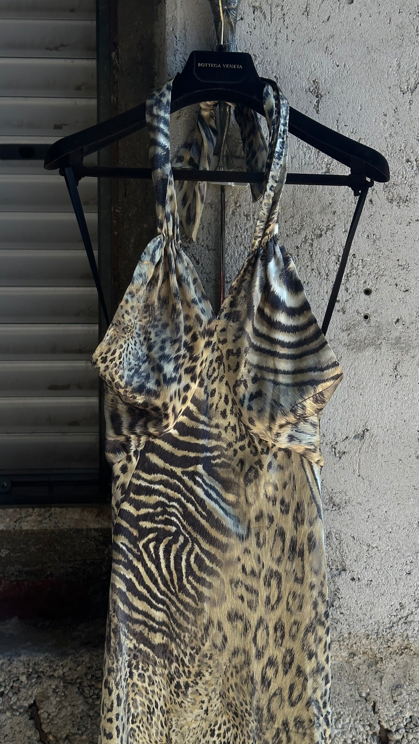 GUESS LEOPARD ZEBRA SILK LONG DRESS