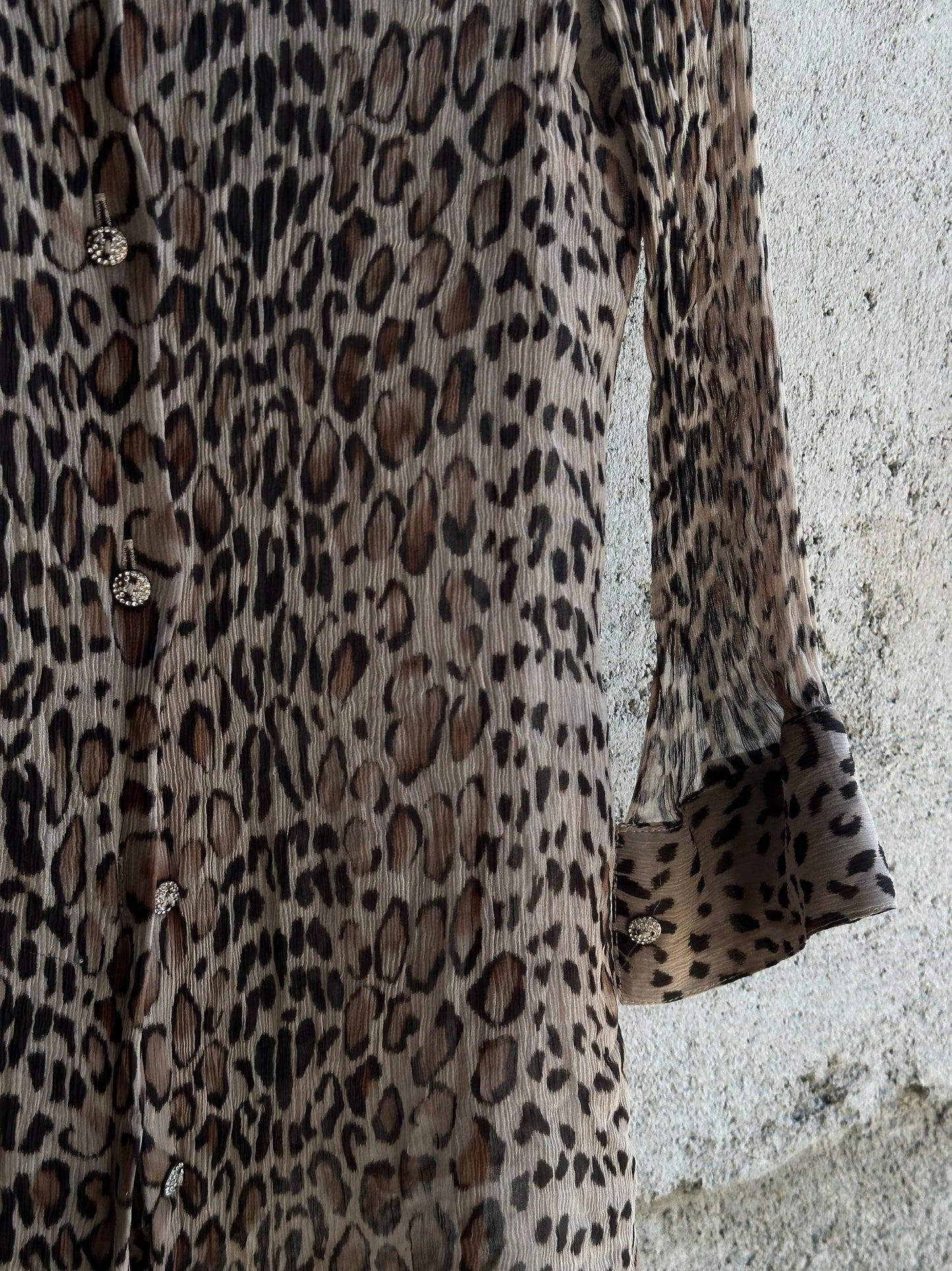 BLUMARINE LEOPARD PLISSÈ SHIRT