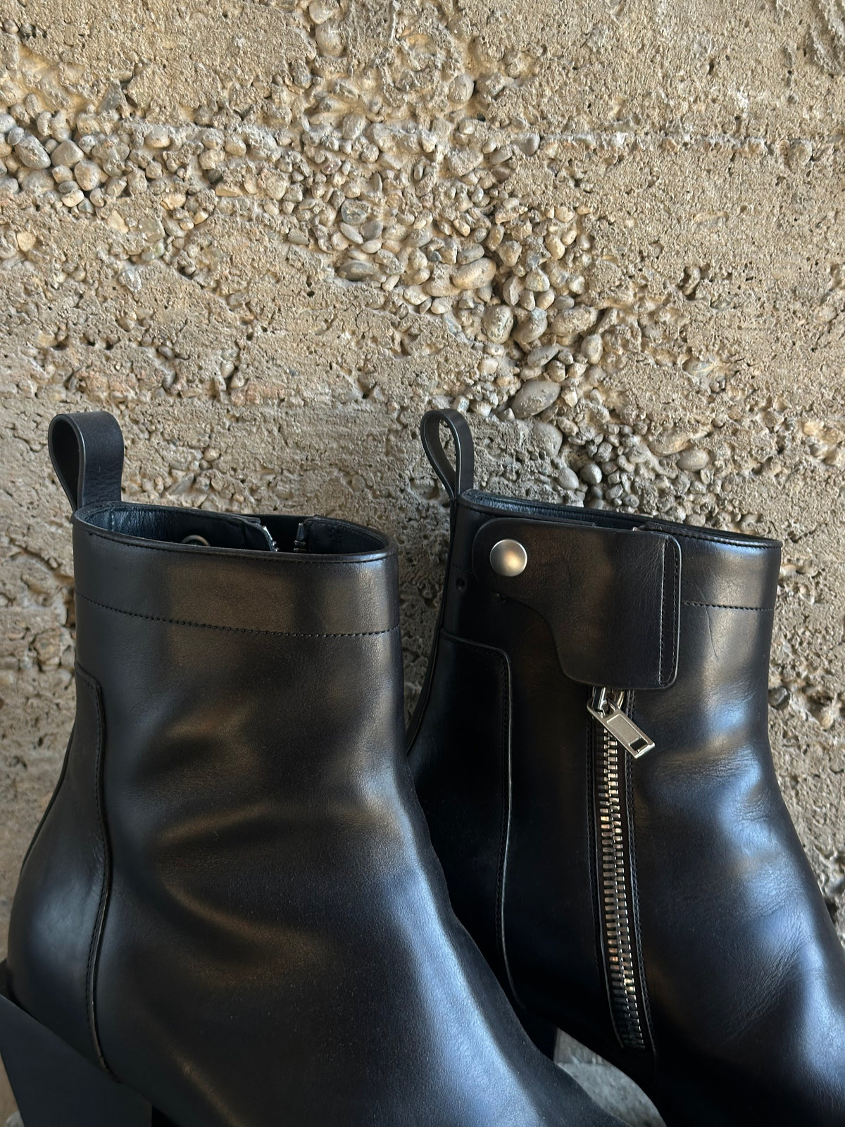 RICK OWENS KISS LEATHER BOOTS