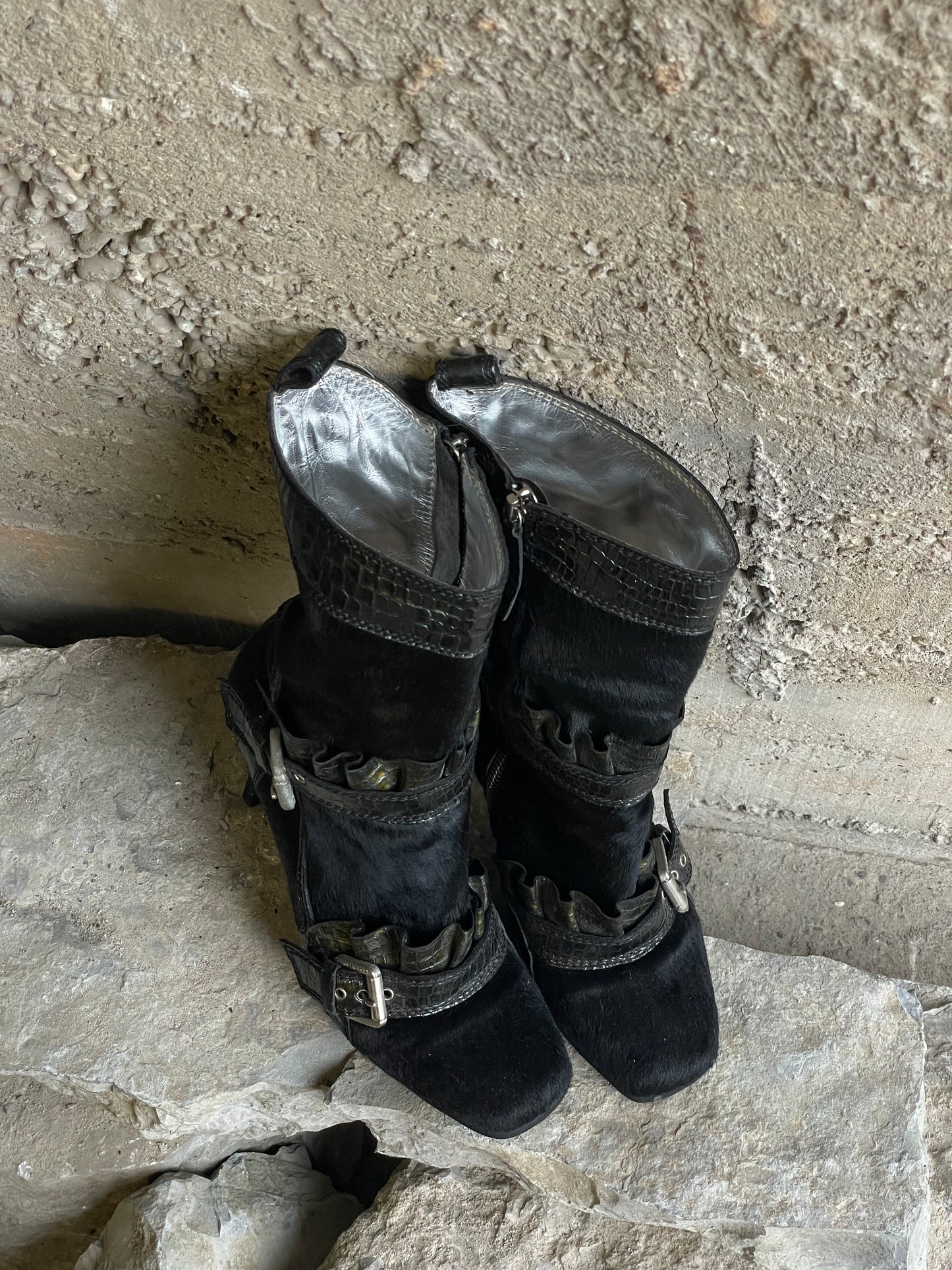 DSQUARED2 PONYHAIR CROCO BOOTS