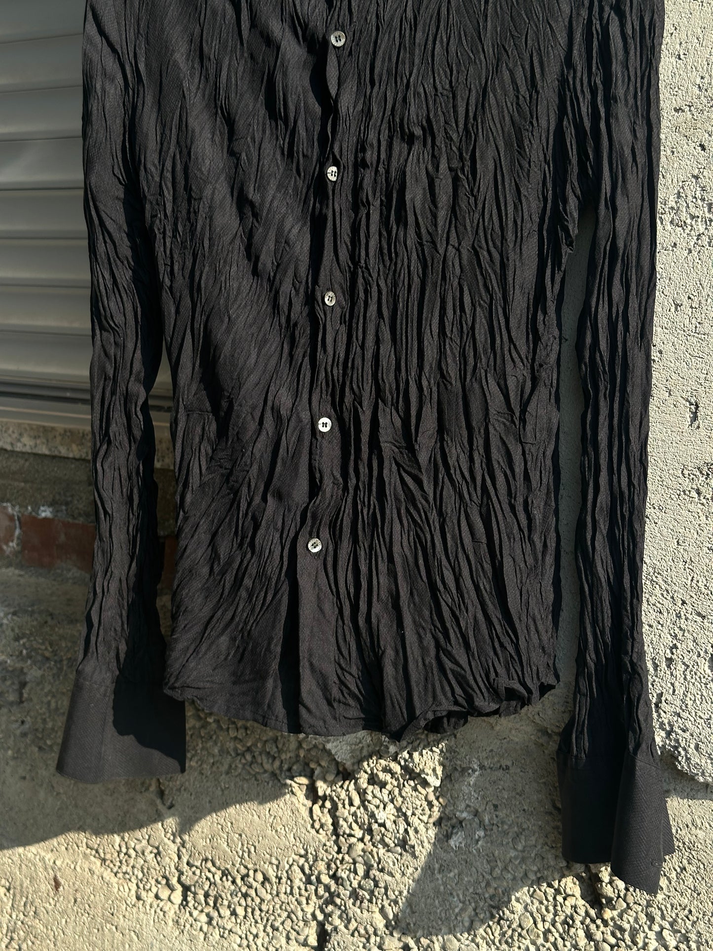 ROBERTO CAVALLI PLISSE BLACK SHIRT