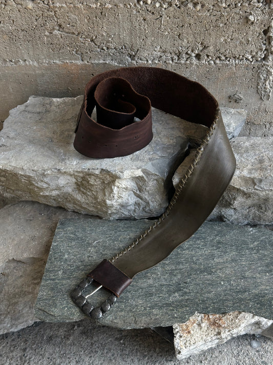 BROWN & GREEN REAL LEATHER BELT