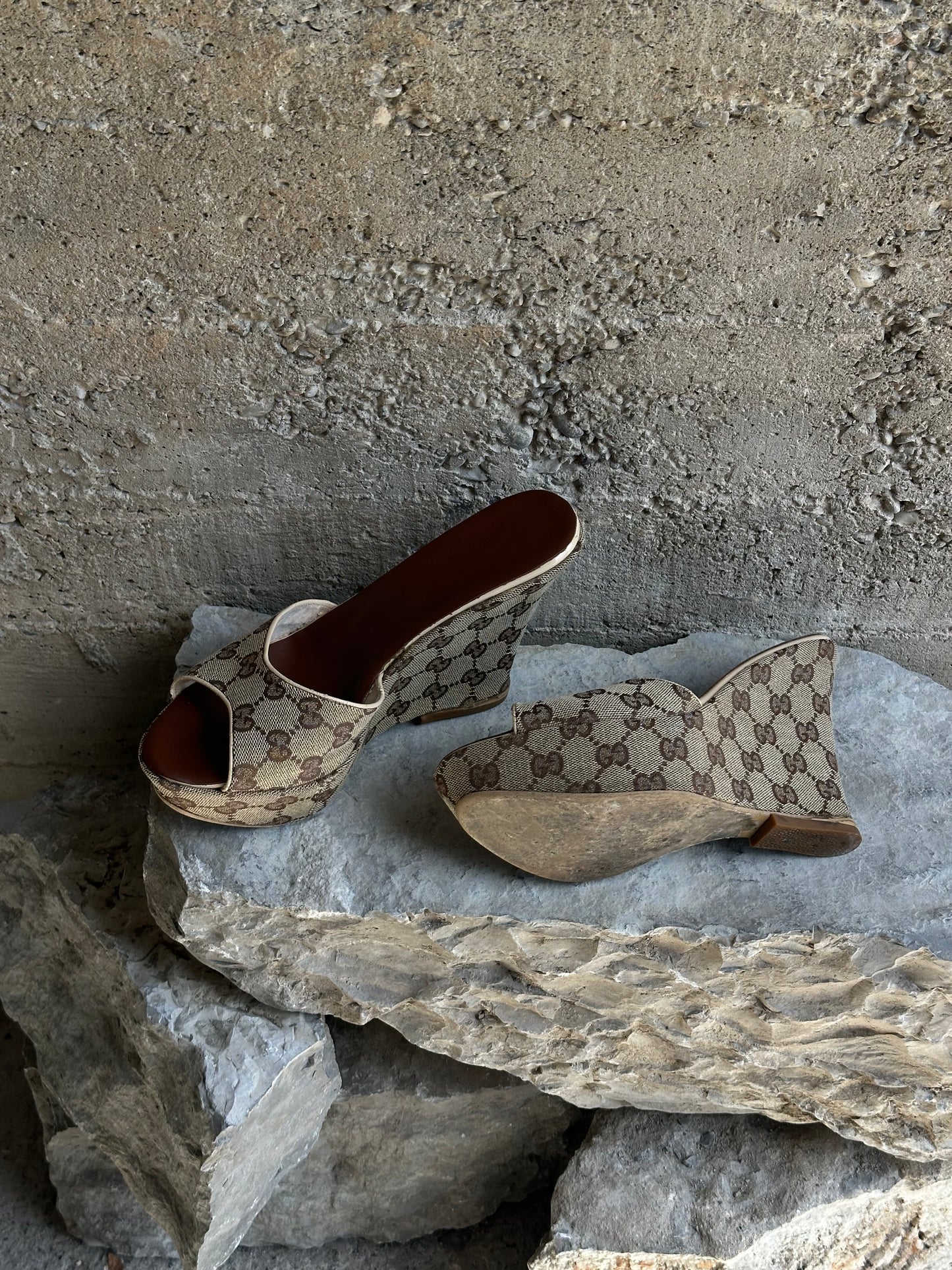GUCCI GG MONOGRAM PLATFORM WEDGE