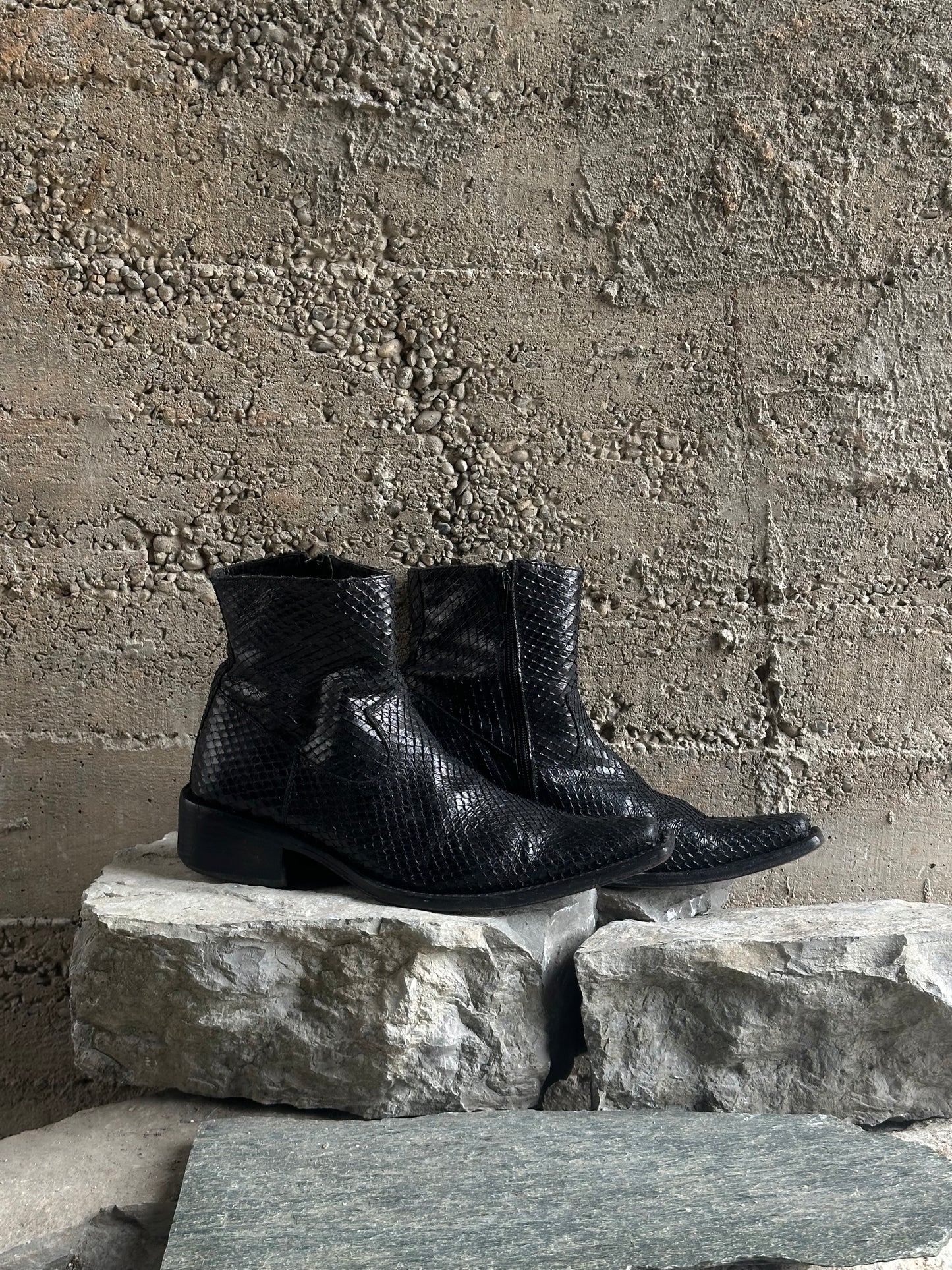 PYTHON SKIN SQUARE BOOTS