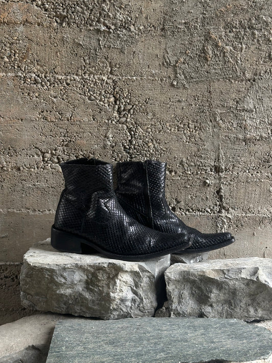 PYTHON SKIN SQUARE BOOTS