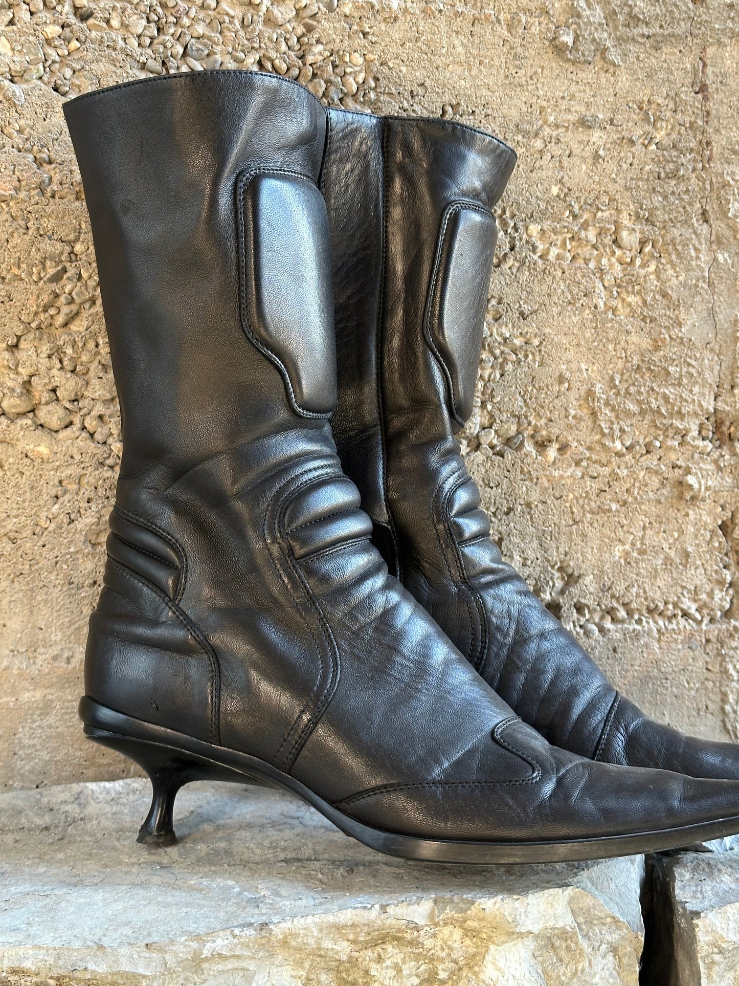 MIU MIU MOTOR LEATHER BOOTS