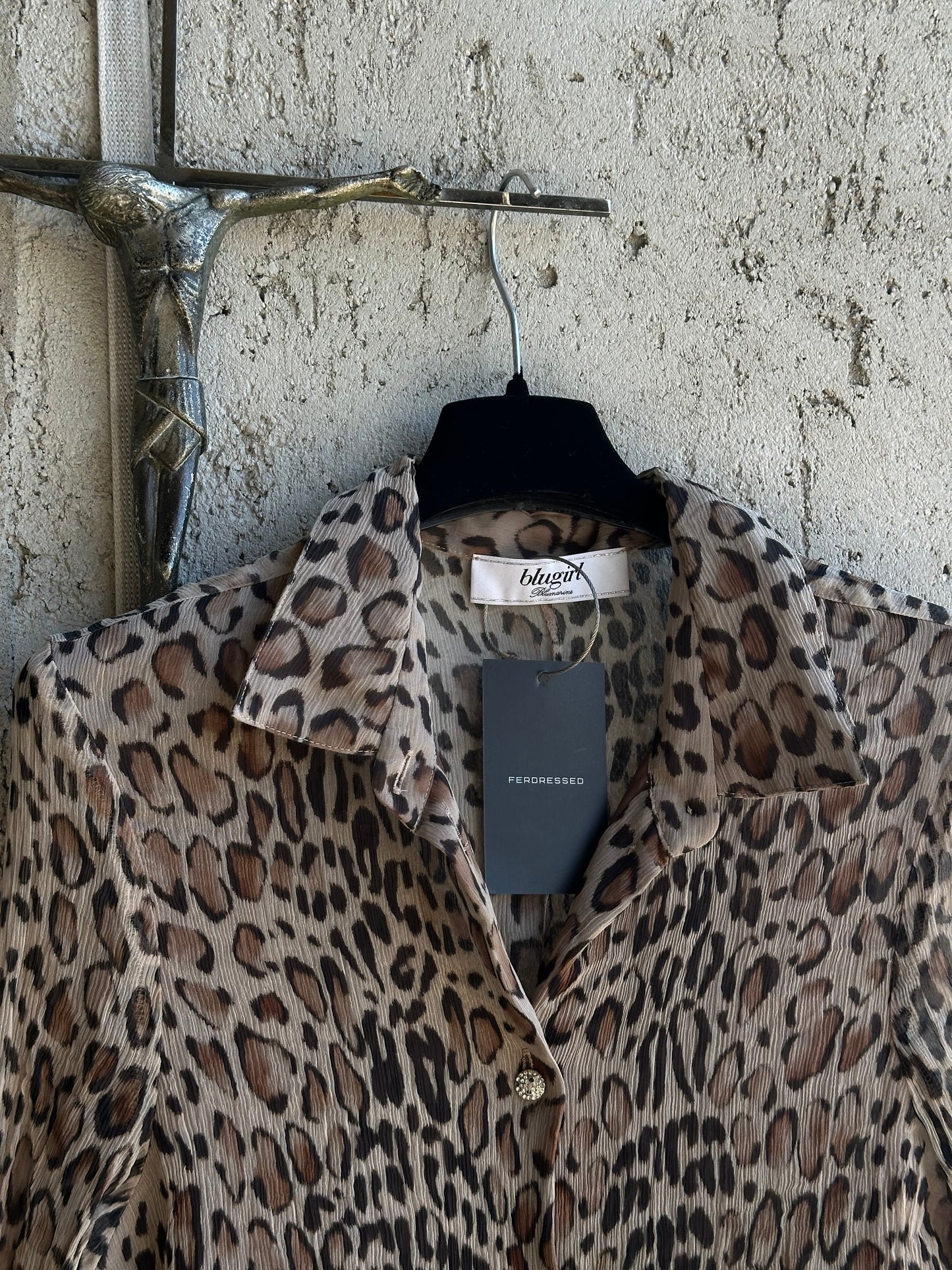 BLUMARINE LEOPARD PLISSÈ SHIRT