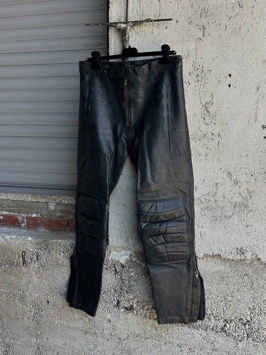 LEATHER MOTOR ZIPPED PANTS