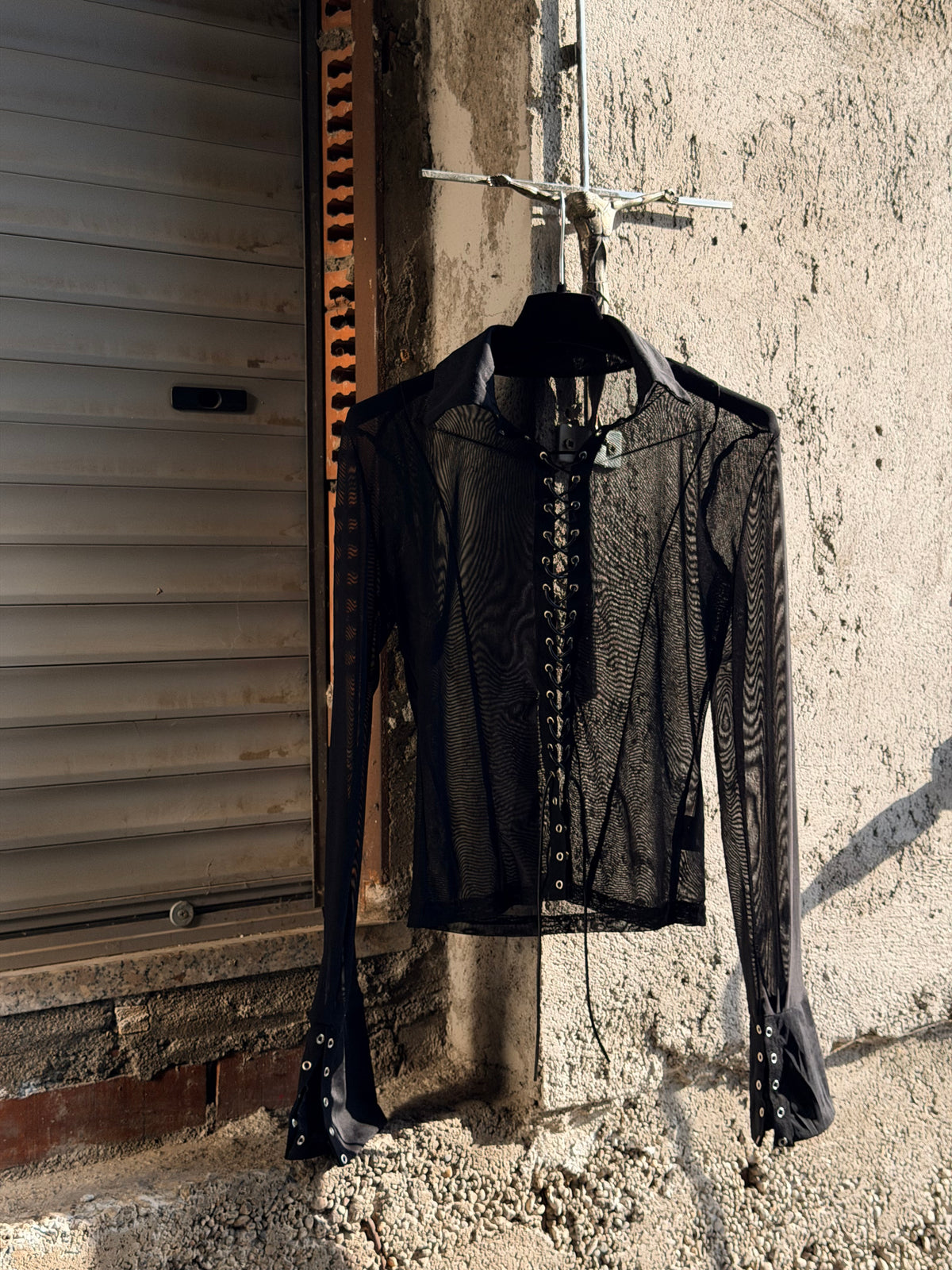 LACED UP CORSET TRANSPARENT SHIRT