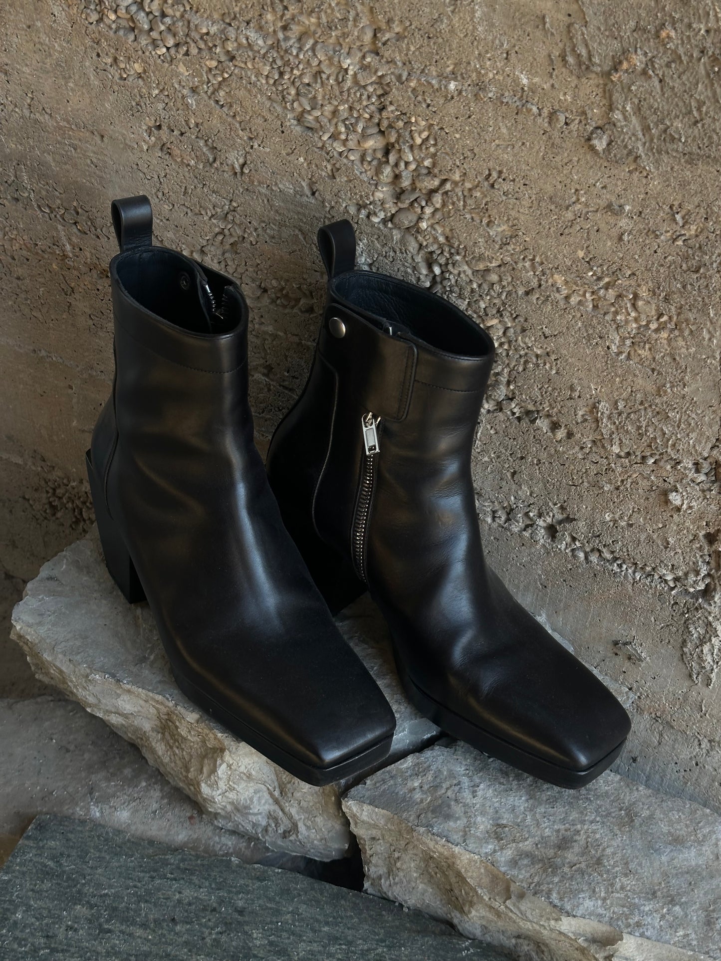 RICK OWENS KISS LEATHER BOOTS