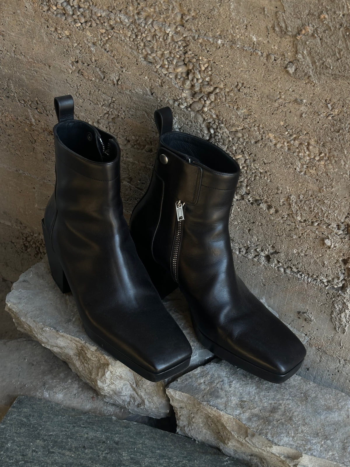 RICK OWENS KISS LEATHER BOOTS