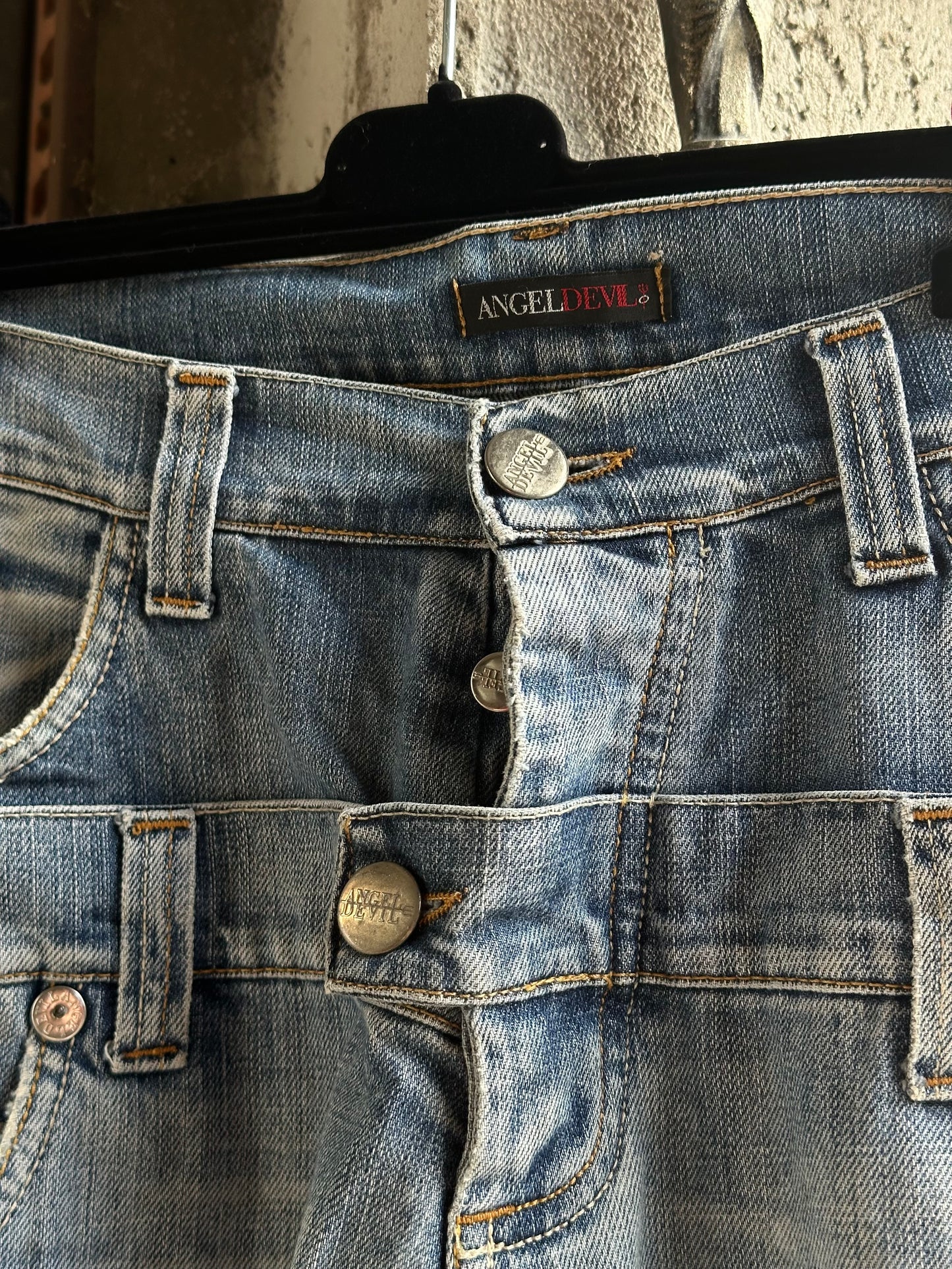 ANGEL & DEVIL DOUBLE WAISTED BAGGY JEANS